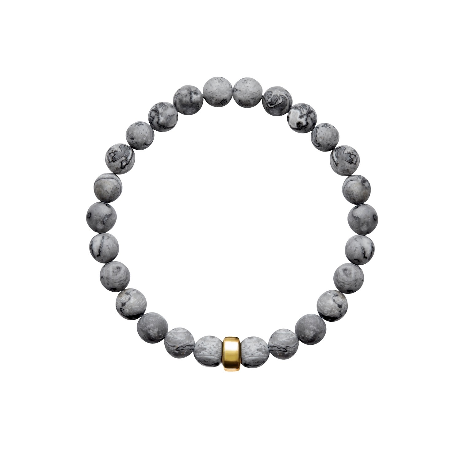 Gold / Grey Aro Men's Map Jasper Bracelet Gold Bead - Large ORA Pearls