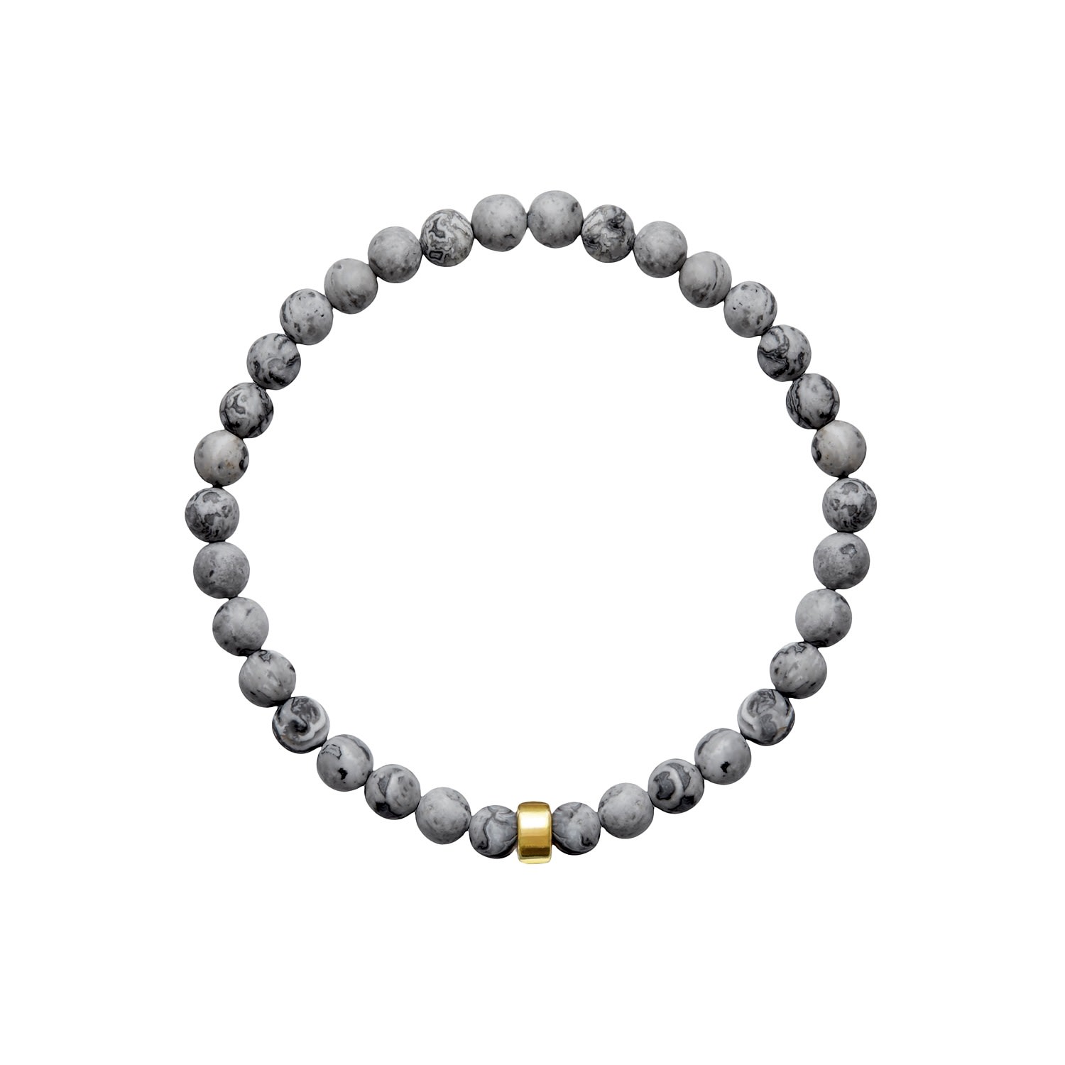 Gold / Grey Aro Men's Map Jasper Bracelet Gold Bead ORA Pearls
