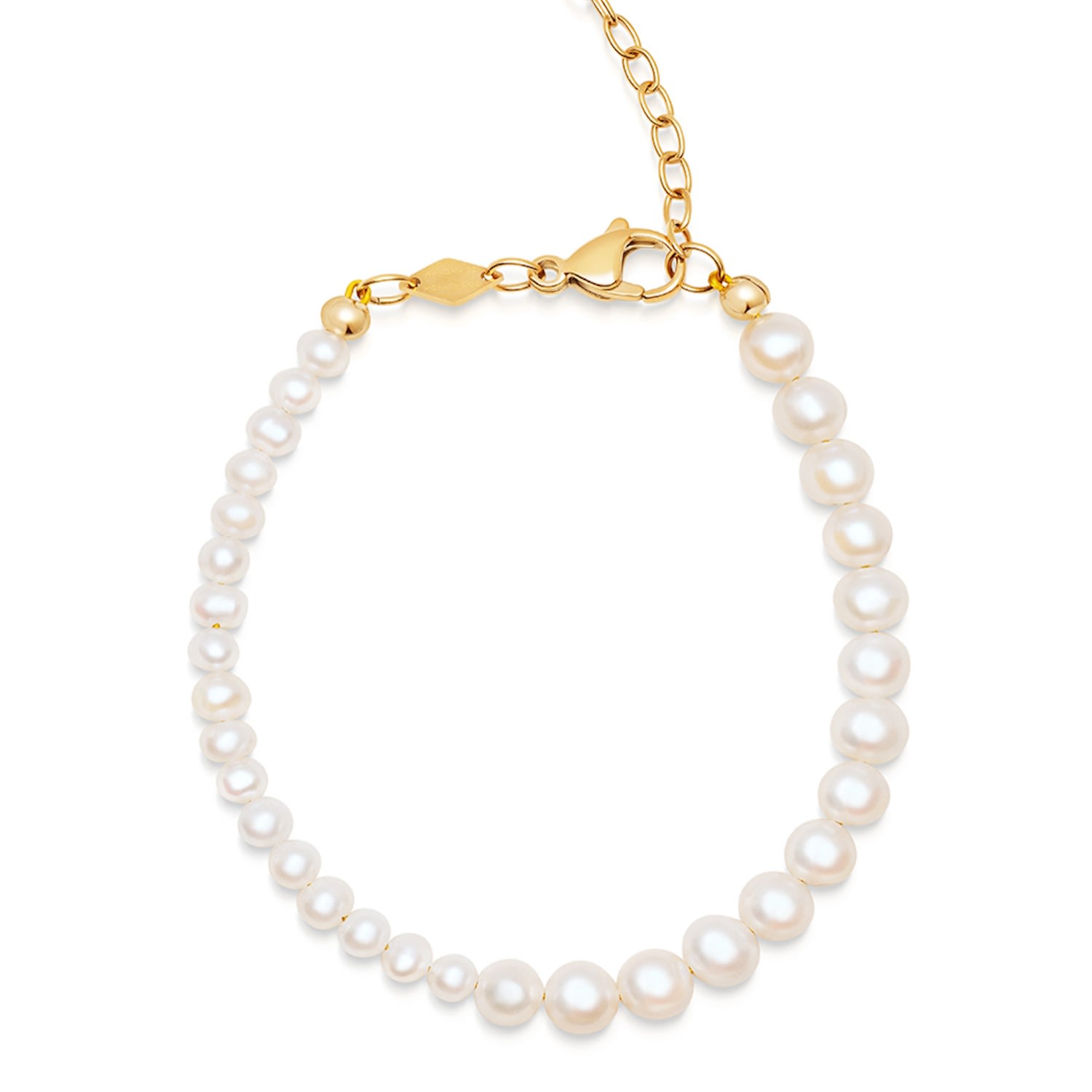 Gold / White Men's Beaded Dyad Pearl Bracelet Nialaya Jewelry