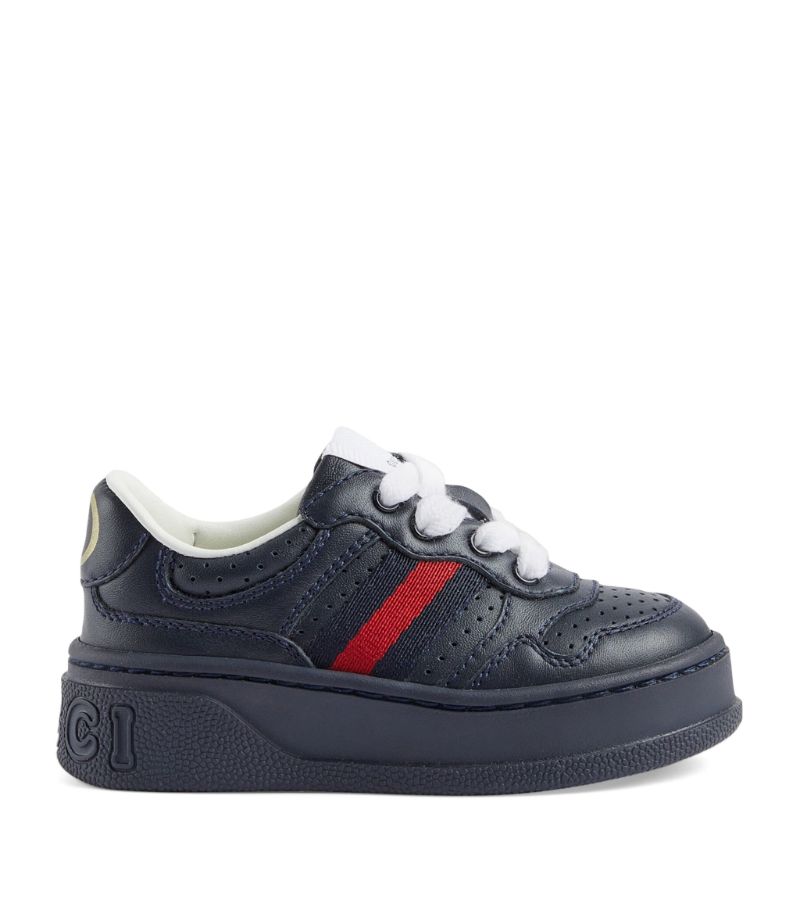 Gucci Kids Leather Web Sneakers