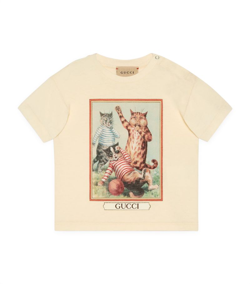 Gucci Kids Playing Cats Print T-Shirt (3-36 Months)