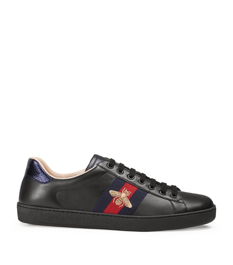 Gucci Leather Bee Web Low-Top Sneakers