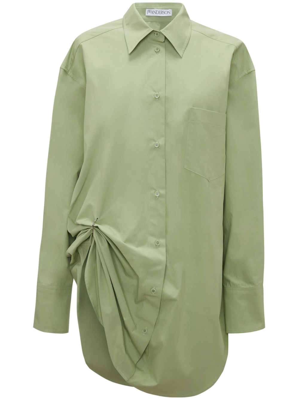 JW Anderson eyelet-detail oversized cotton shirt - Green