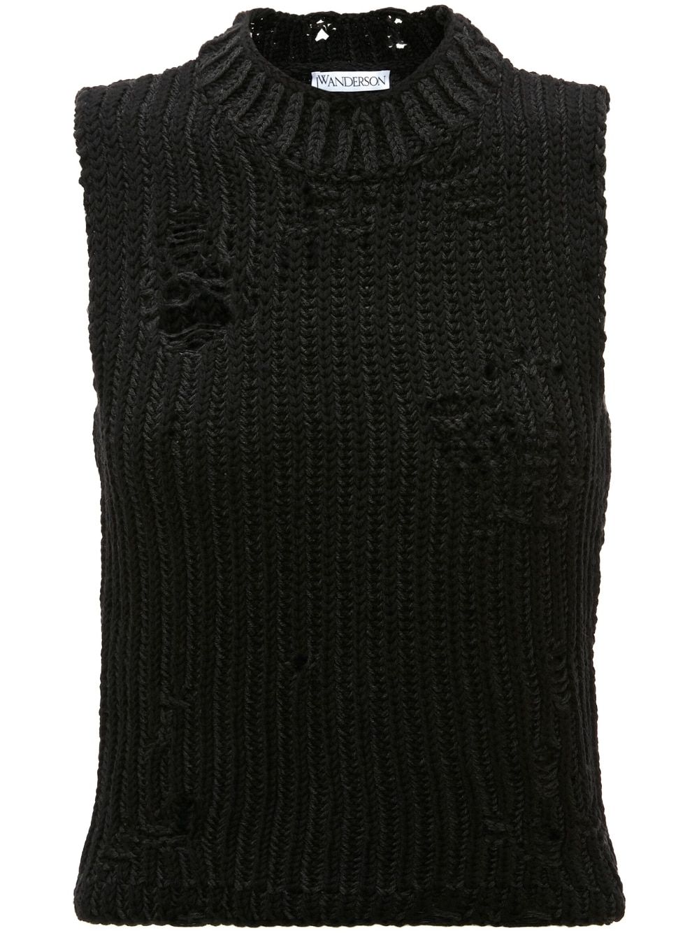 JW Anderson ripped-detail knitted top - Black