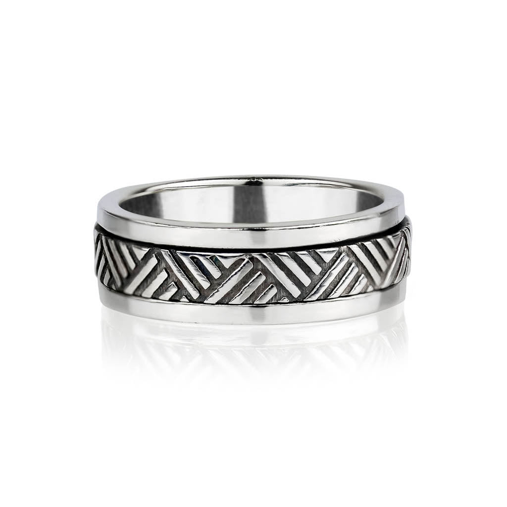Mayan Warrior Men's Silver Spinning Ring Charlotte's Web Jewellery
