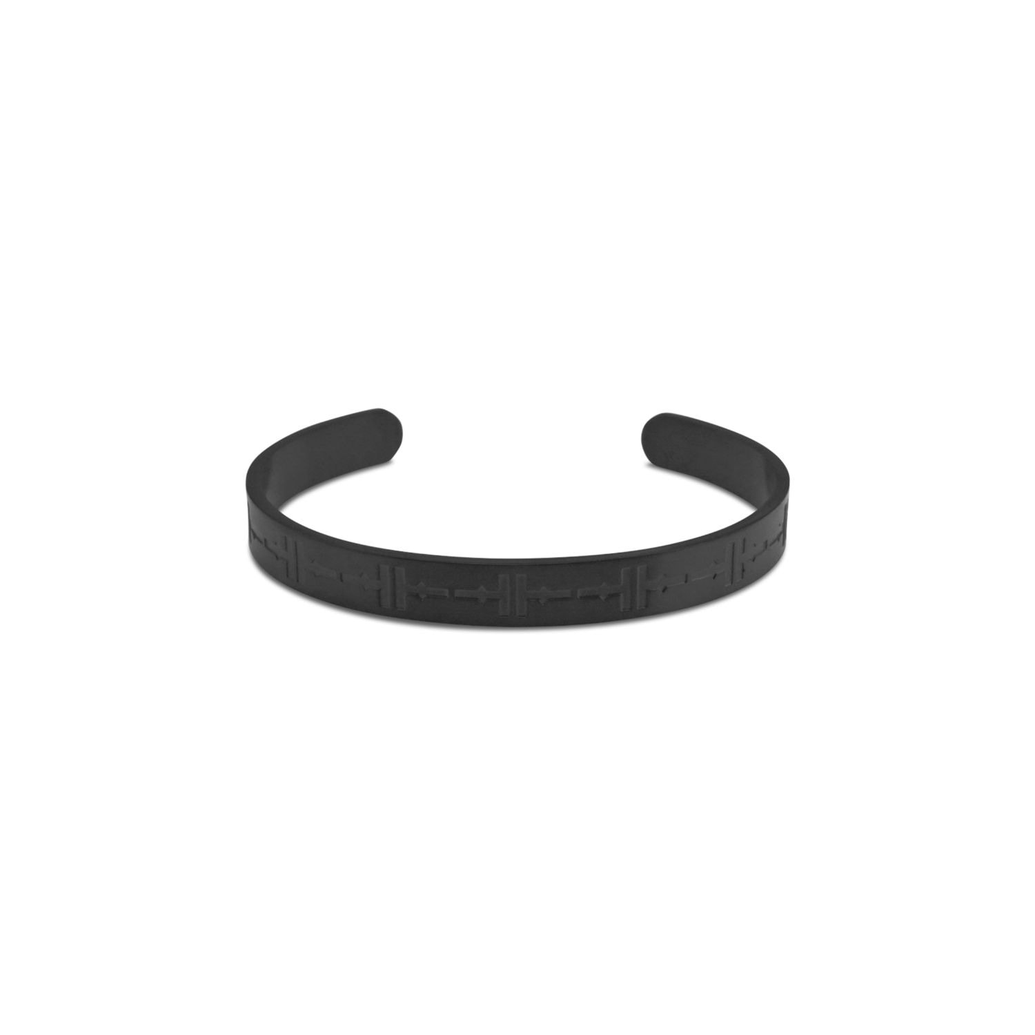 Men Black Open Cuff Bracelet With Monogram Logo Tissuville