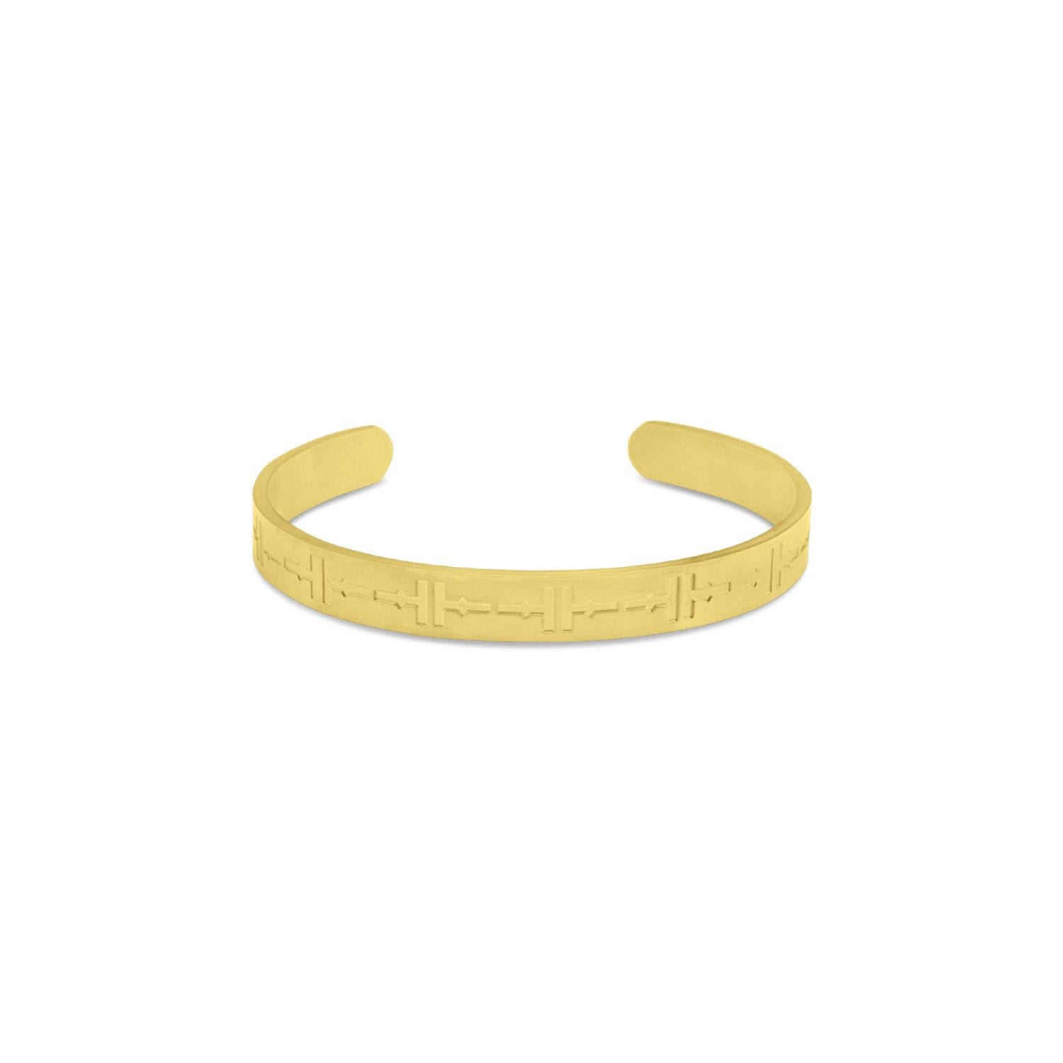 Men Gold-Plated Open Cuff Bracelet With Monogram Logo Tissuville