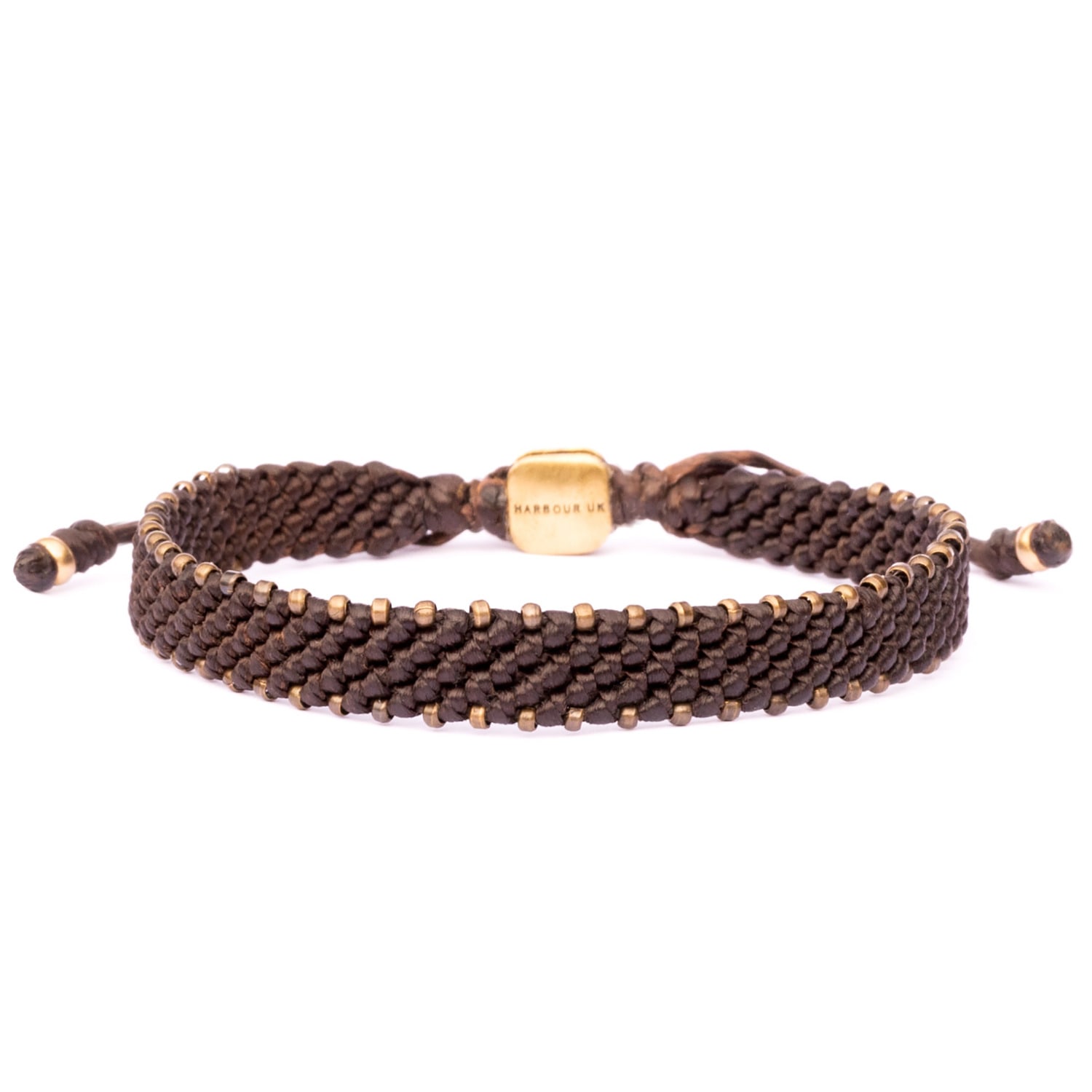Men Wide Brown Rope & Bronze Wristband - Brown Harbour UK Bracelets