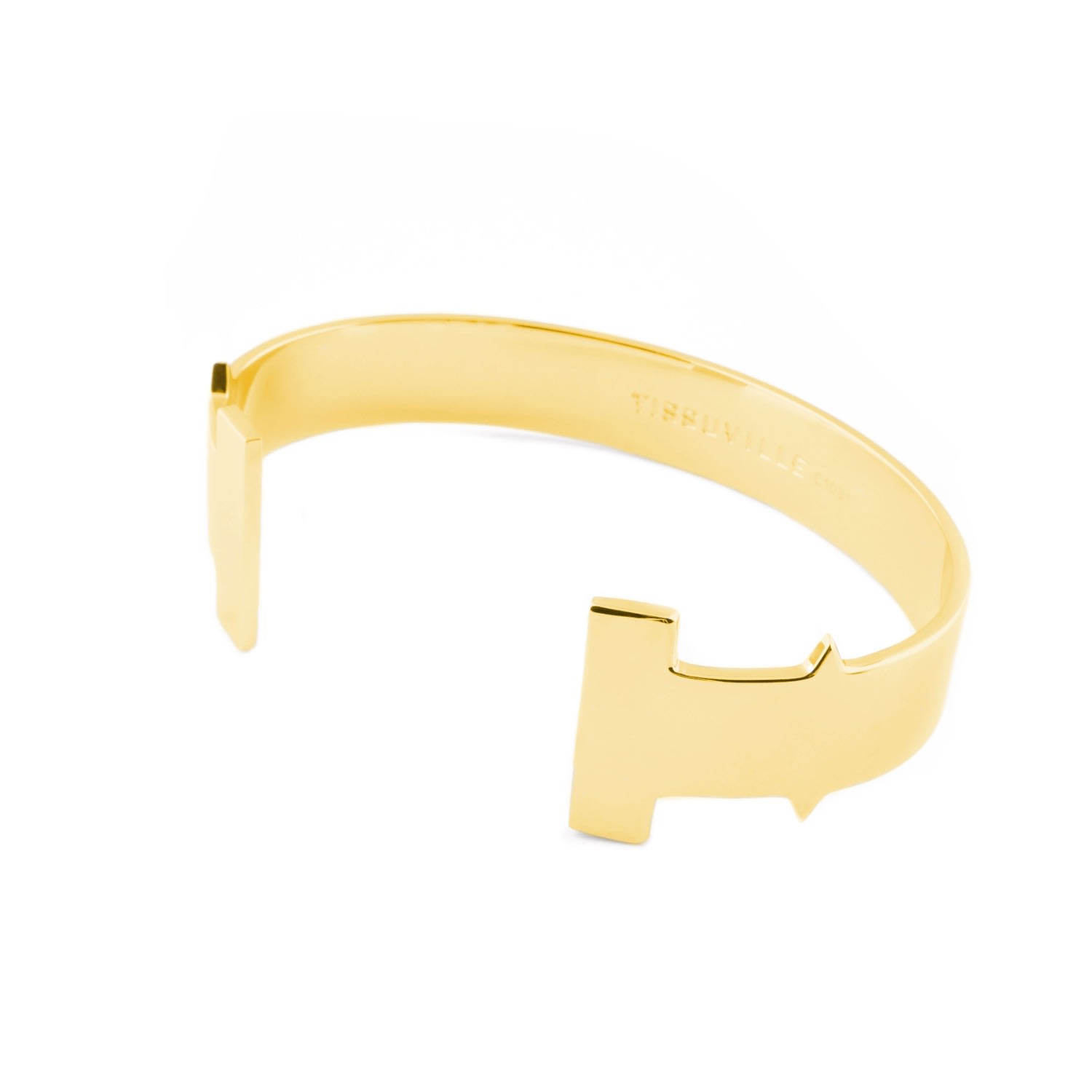 Men's 18K Gold-Plated Open Cuff Bracelet With Logo Tissuville