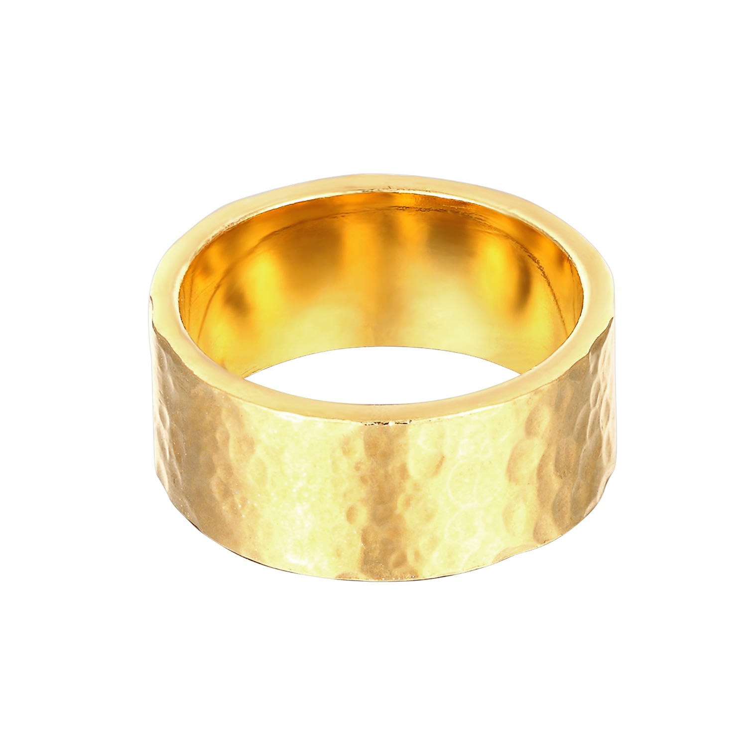 Men's 22Ct Gold Vermeil Hammered Pattern Band Ring SEOL + GOLD