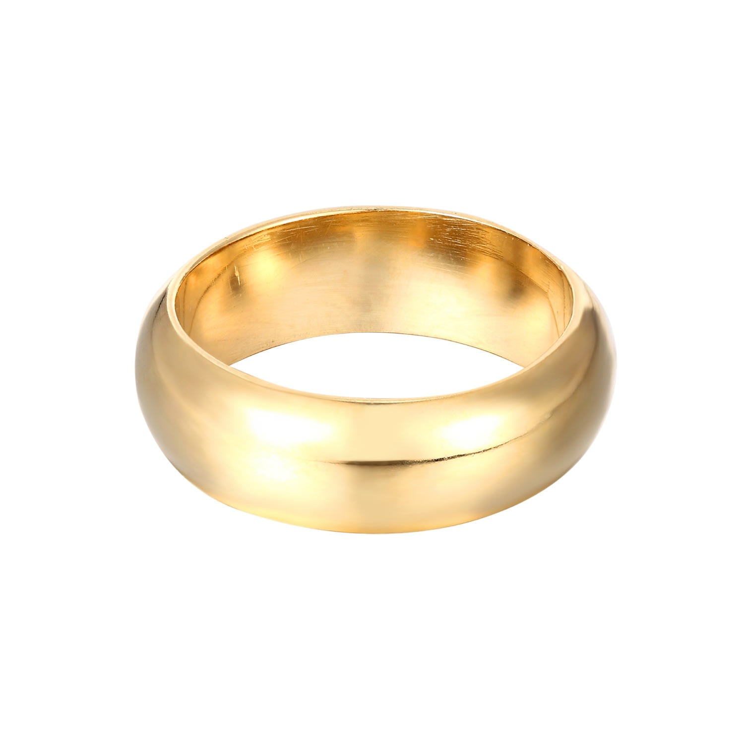 Men's 22Ct Gold Vermeil Rounded Thick Cigar Band Ring SEOL + GOLD