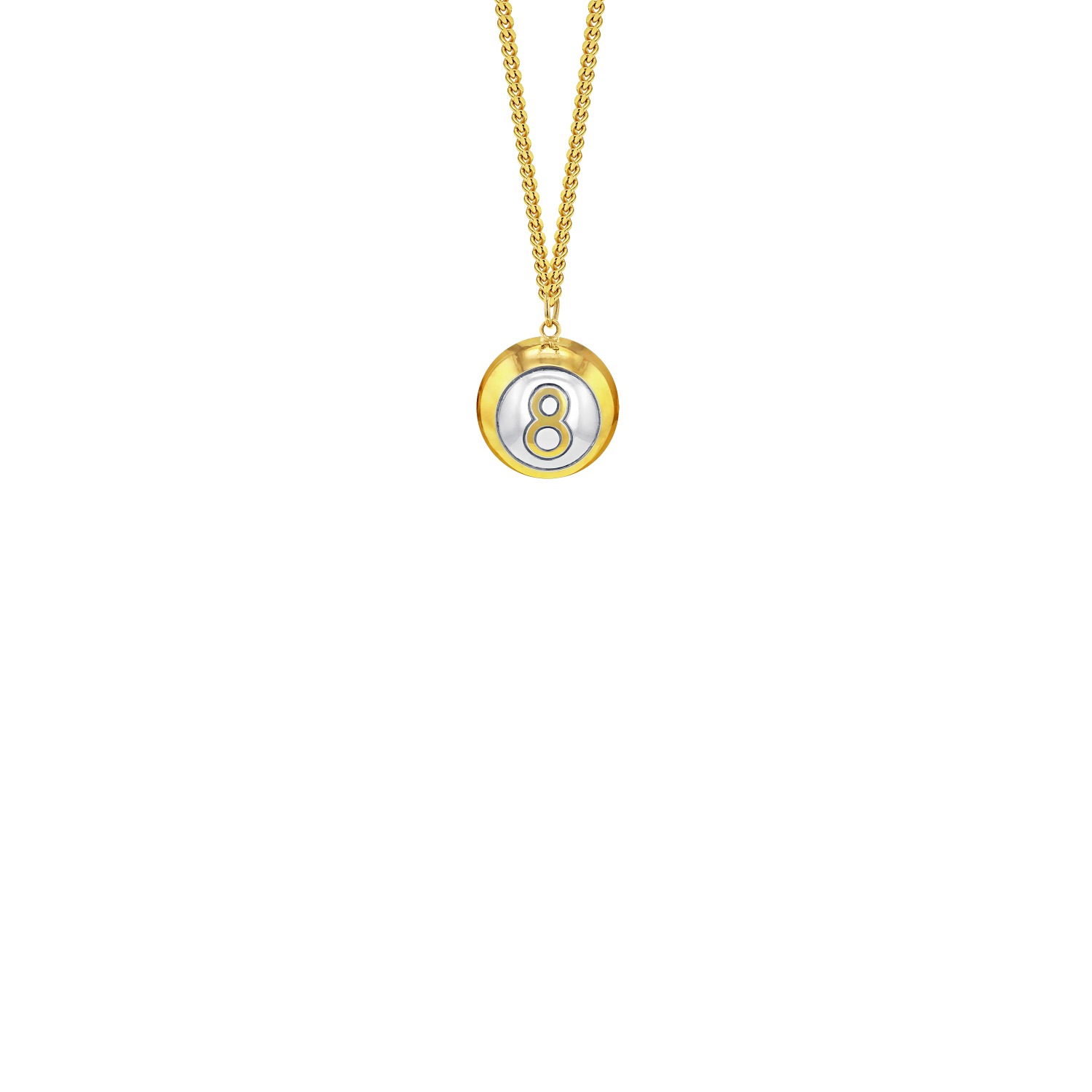 Men's 8 Ball Mini Pendant 2Tone 18Kt Gold-Plate With Sterling Silver Detail True Rocks