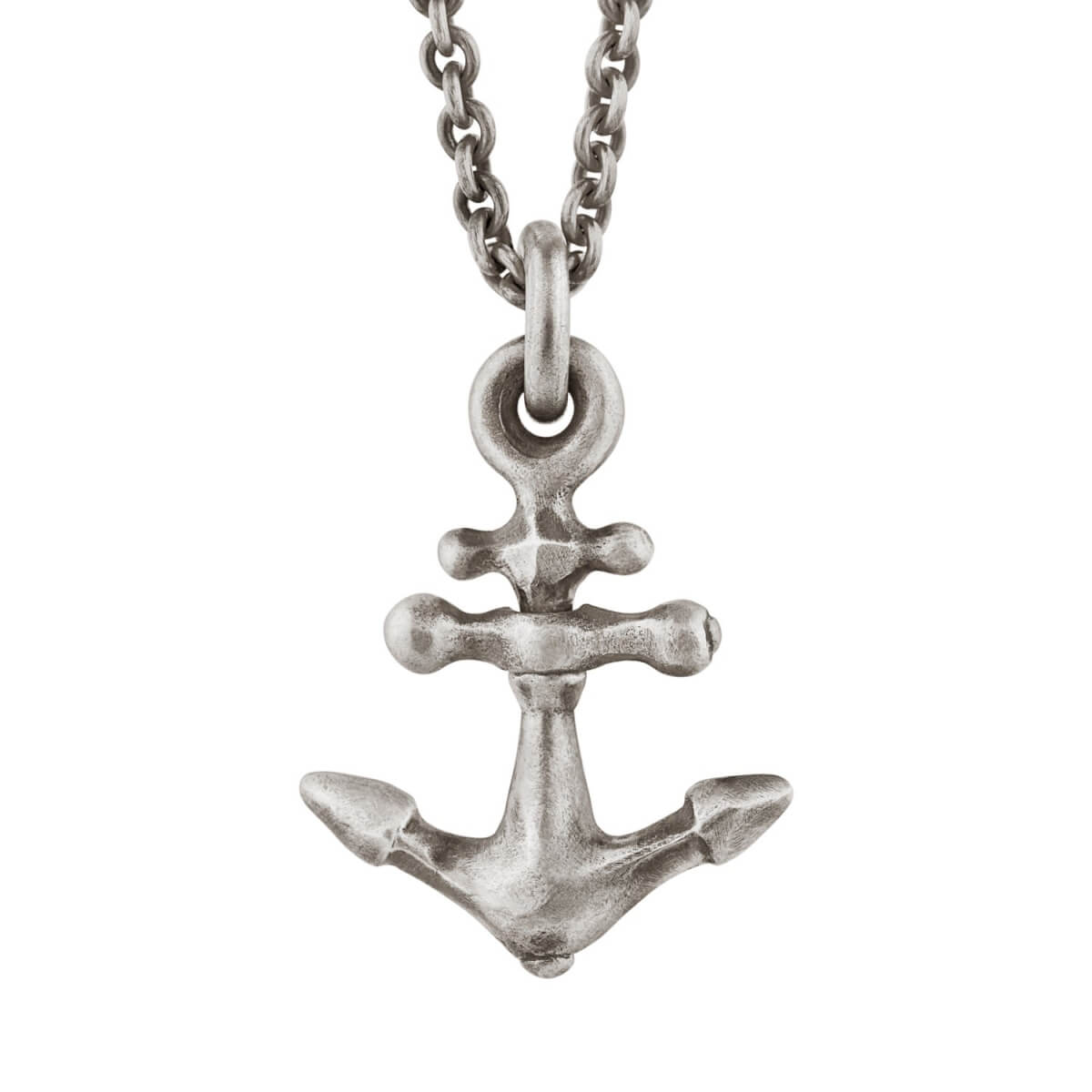 Men's Anchor Pendant In Sterling Silver Snake Bones