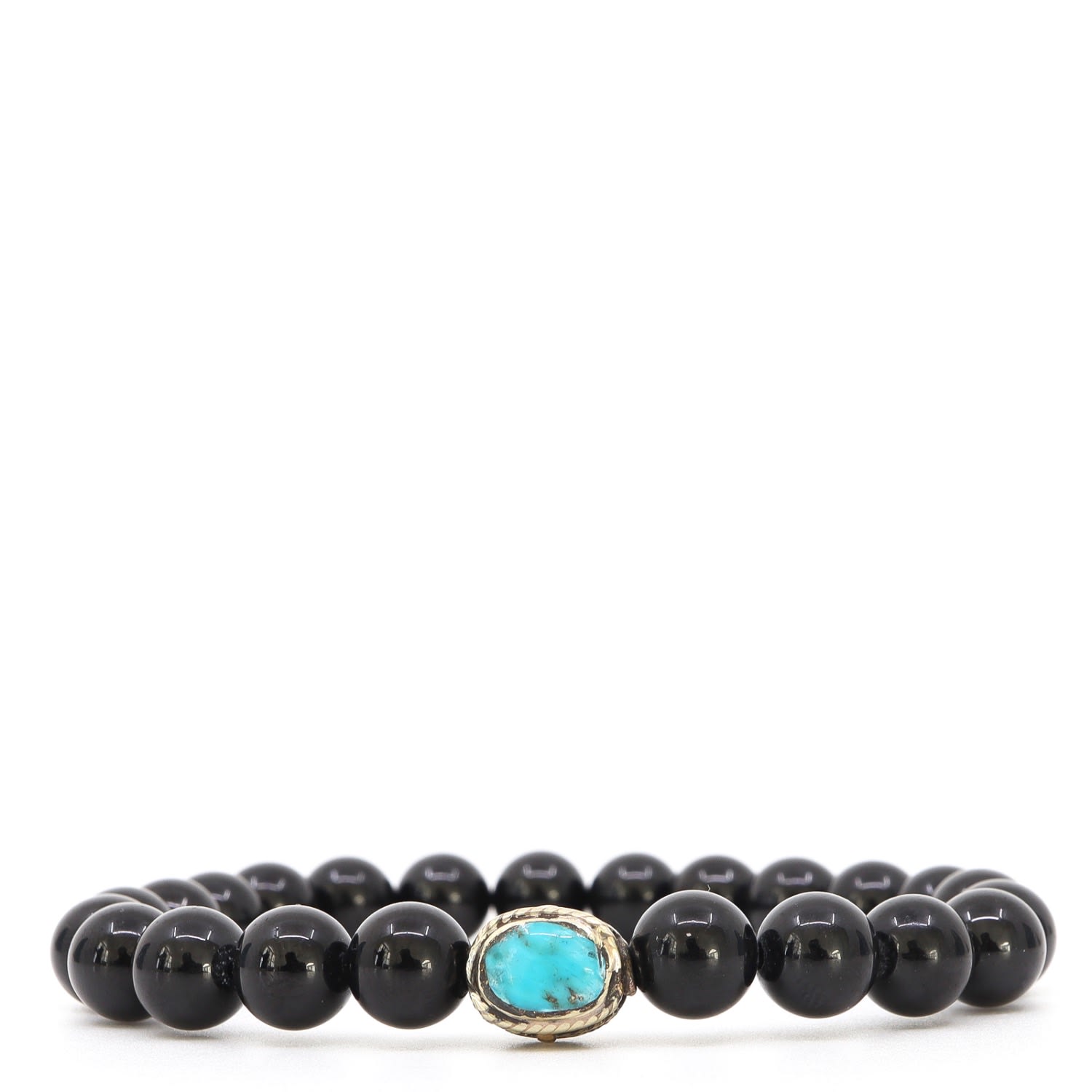 Men's Black / Blue Turquoise Tibetan & Onyx Beaded Bracelet Shar Oke
