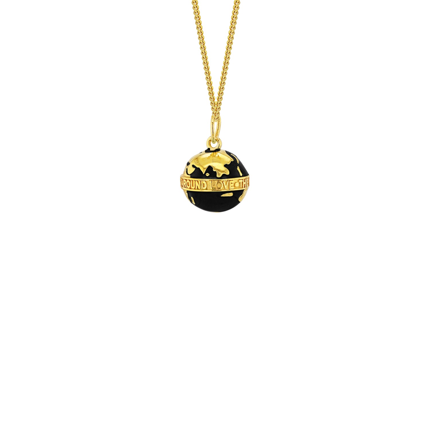 Men's Black / Gold Mini Globe Pendant Black Enamel & 18Kt Gold-Plated True Rocks