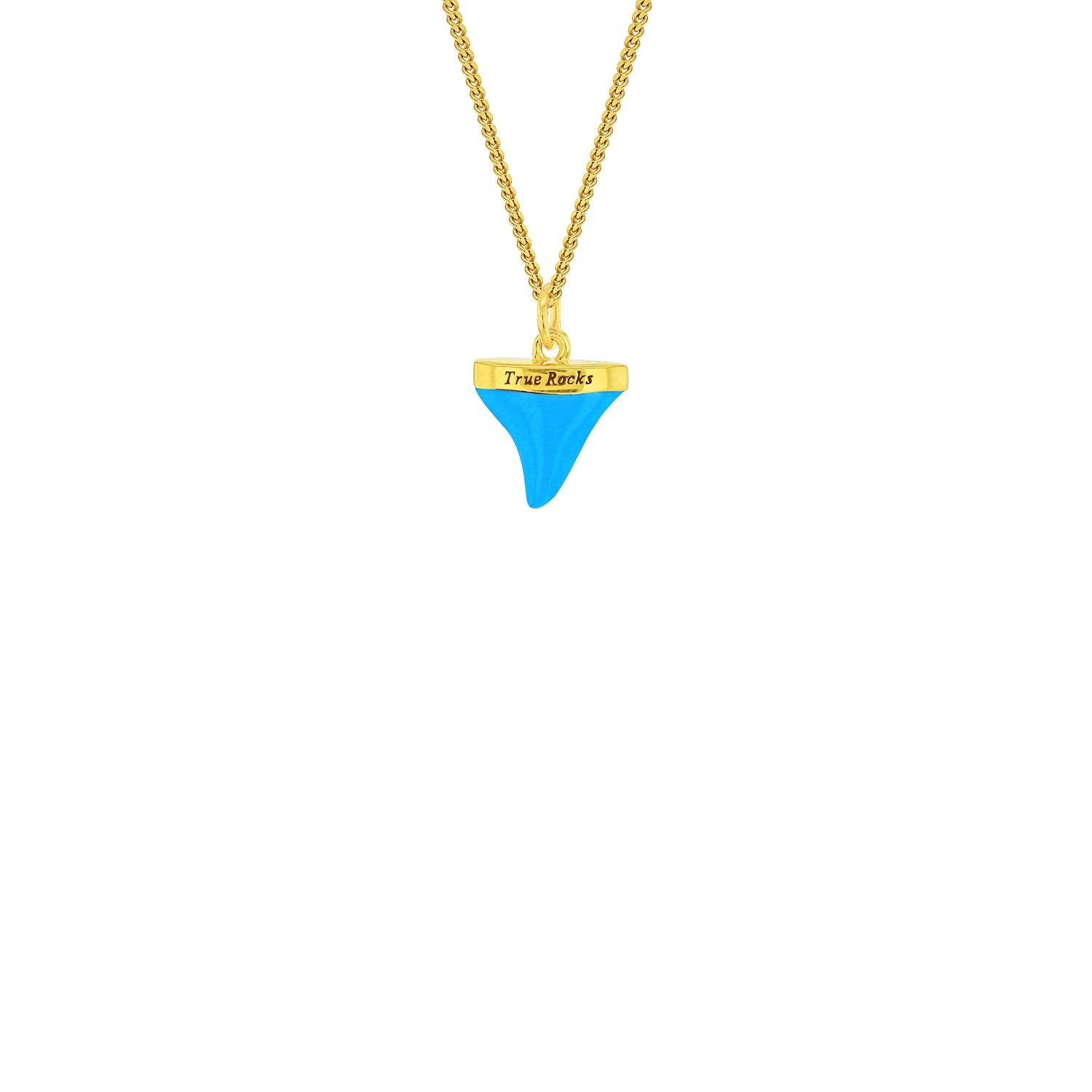 Men's Blue / Gold 18Kt Gold Plated & Turquoise Mini Sharks Tooth Pendant True Rocks