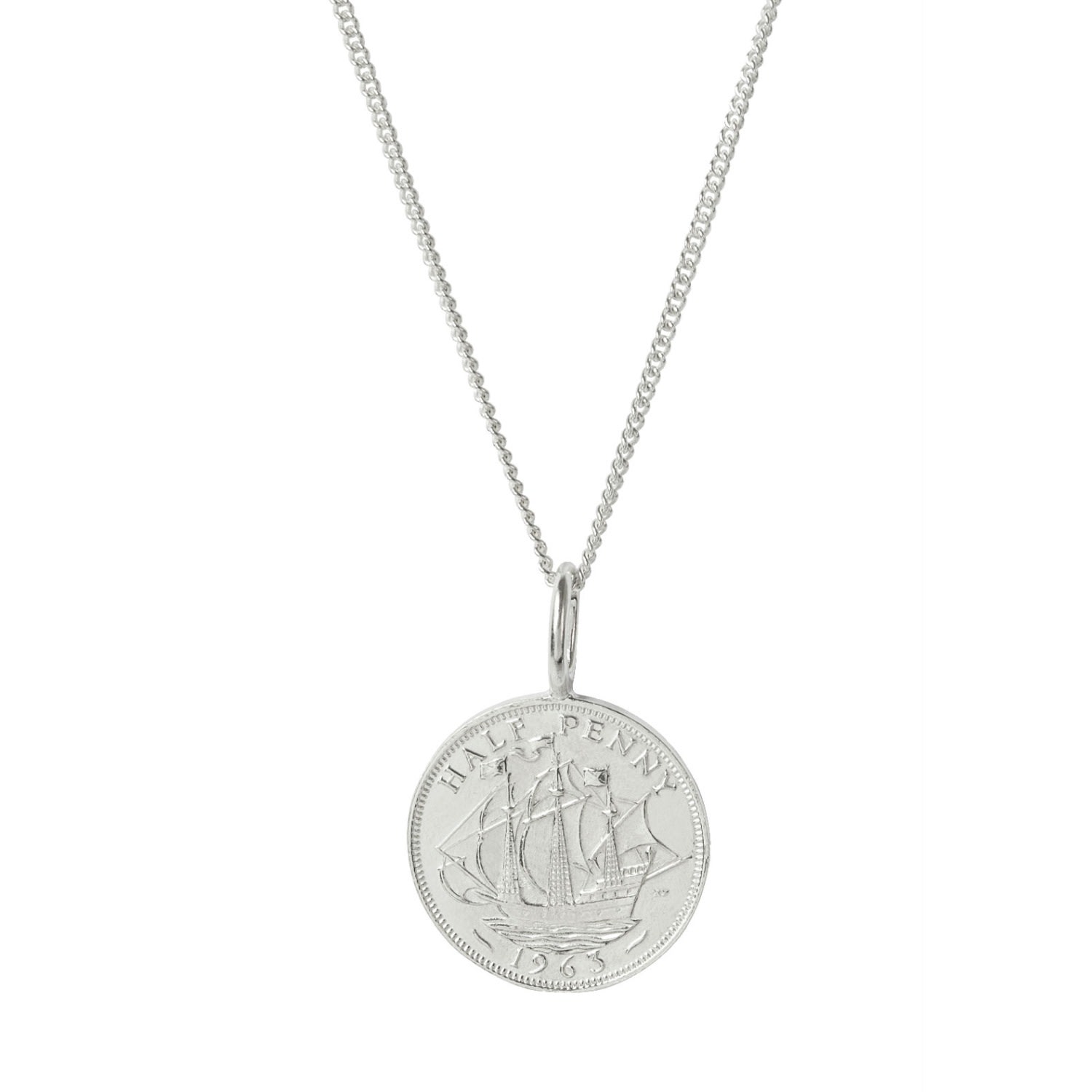 Men's British Half Penny & Chain In Sterling Silver Katie Mullally