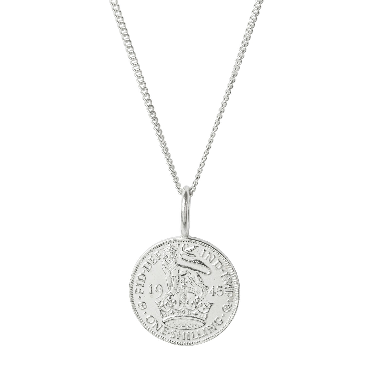 Men's British Shilling Coin & Chain In Sterling Silver Katie Mullally