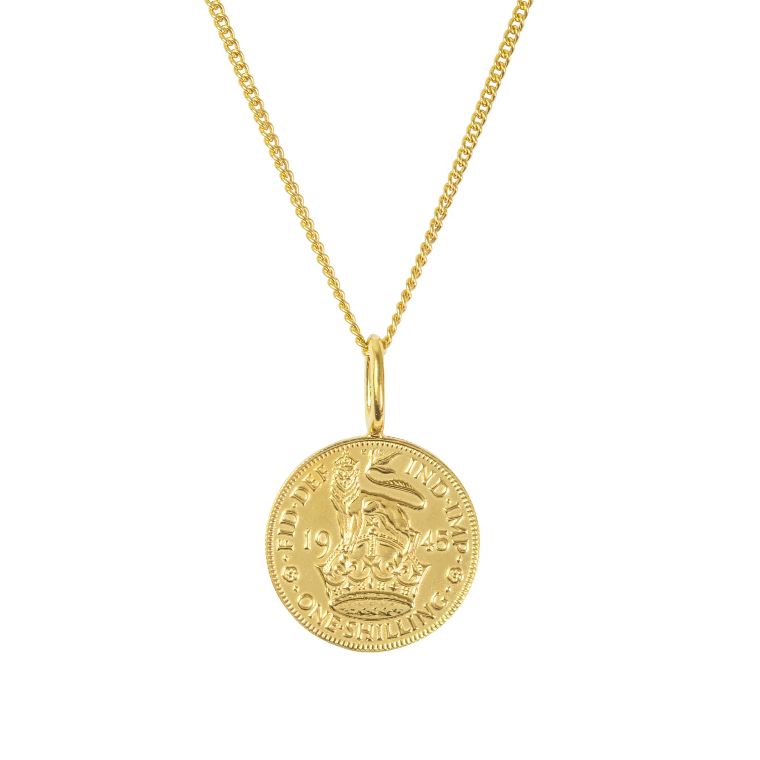 Men's British Shilling Coin & Chain In Yellow Gold Plate Katie Mullally