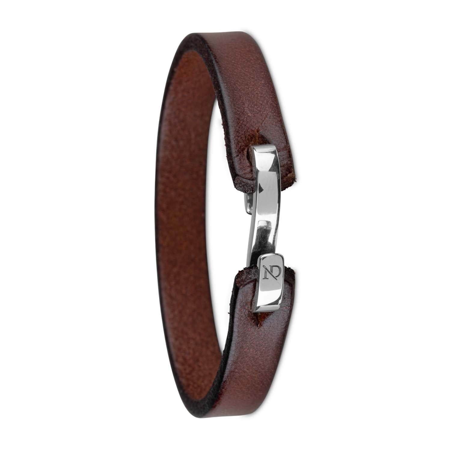 Men's Brown Chancery Chestnut Leather Bracelet With Sterling Silver S Hook Clasp N'Damus London