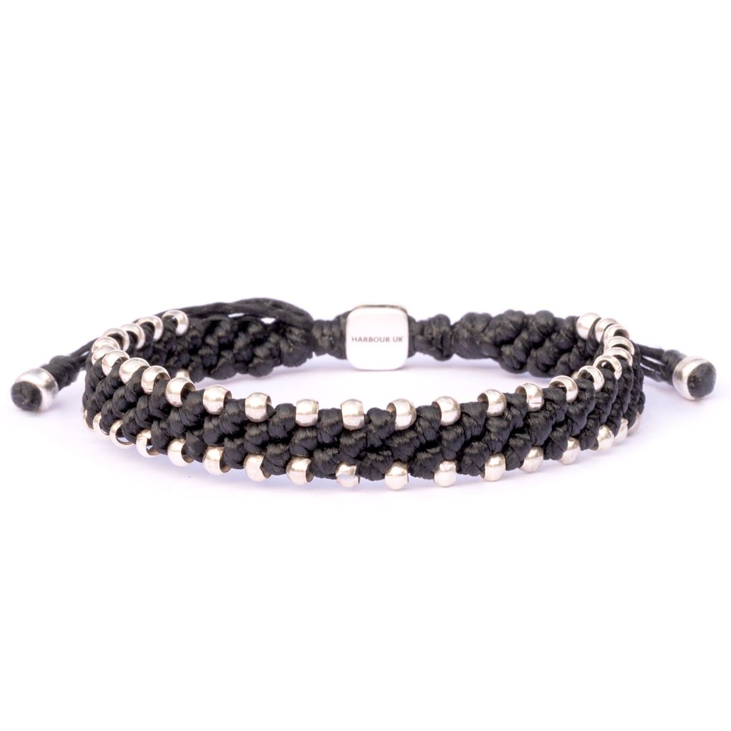 Mens Chunky Silver And Black Waterproof Rope Bracelet - Handcrafted Statement Piece For Fashionable Everyday Wear Harbour UK Bracelets