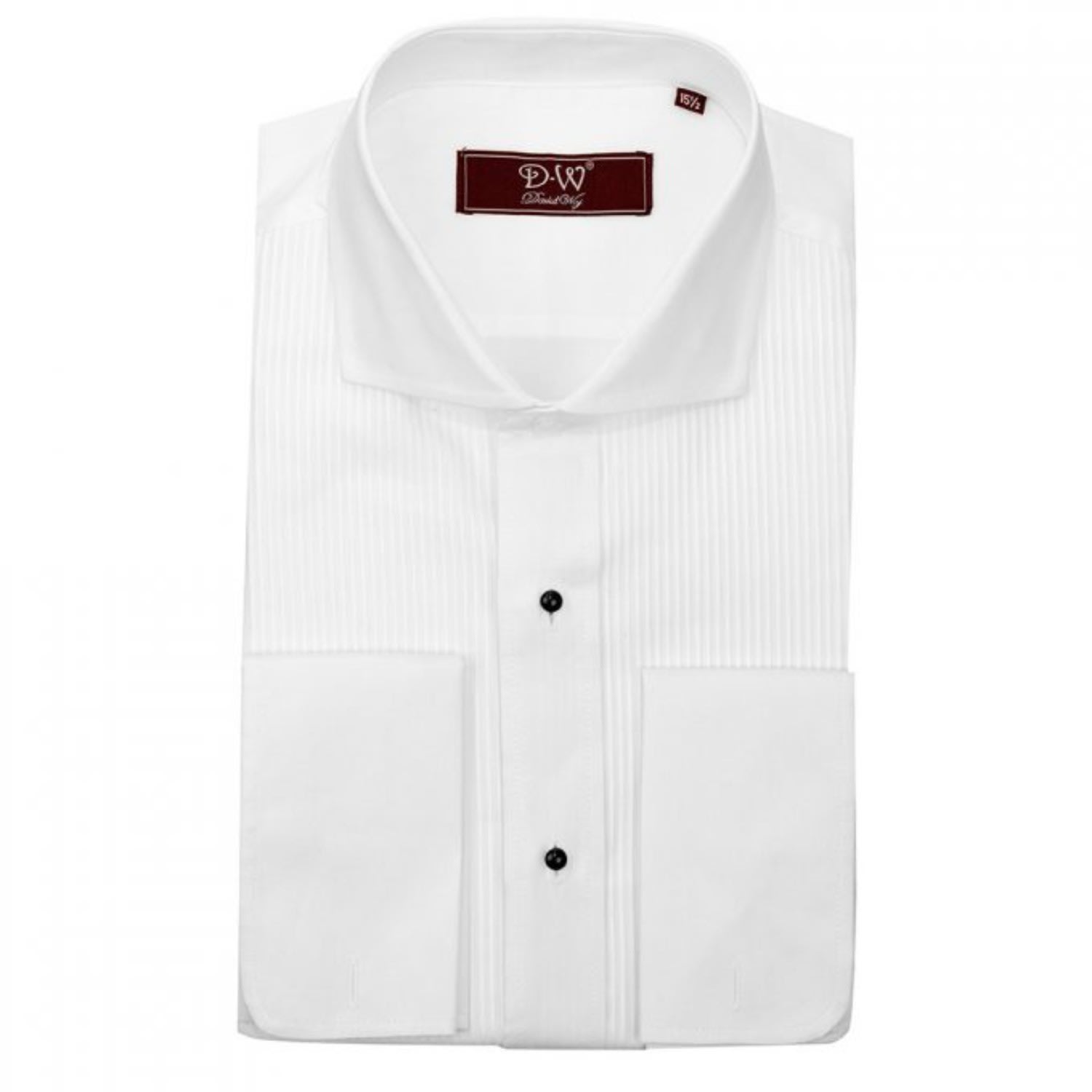 Men's Classic Collar Double Cuff Dress Shirt - White 15" DAVID WEJ