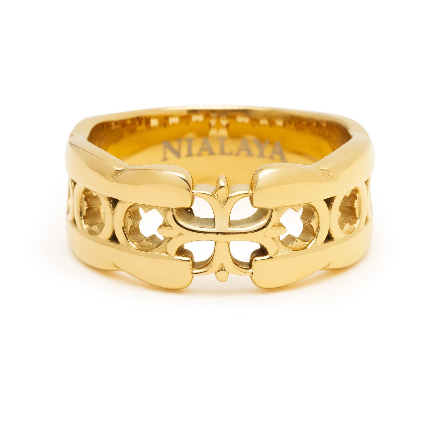 Men's Cross Band Ring With Gold Plating Nialaya Jewelry