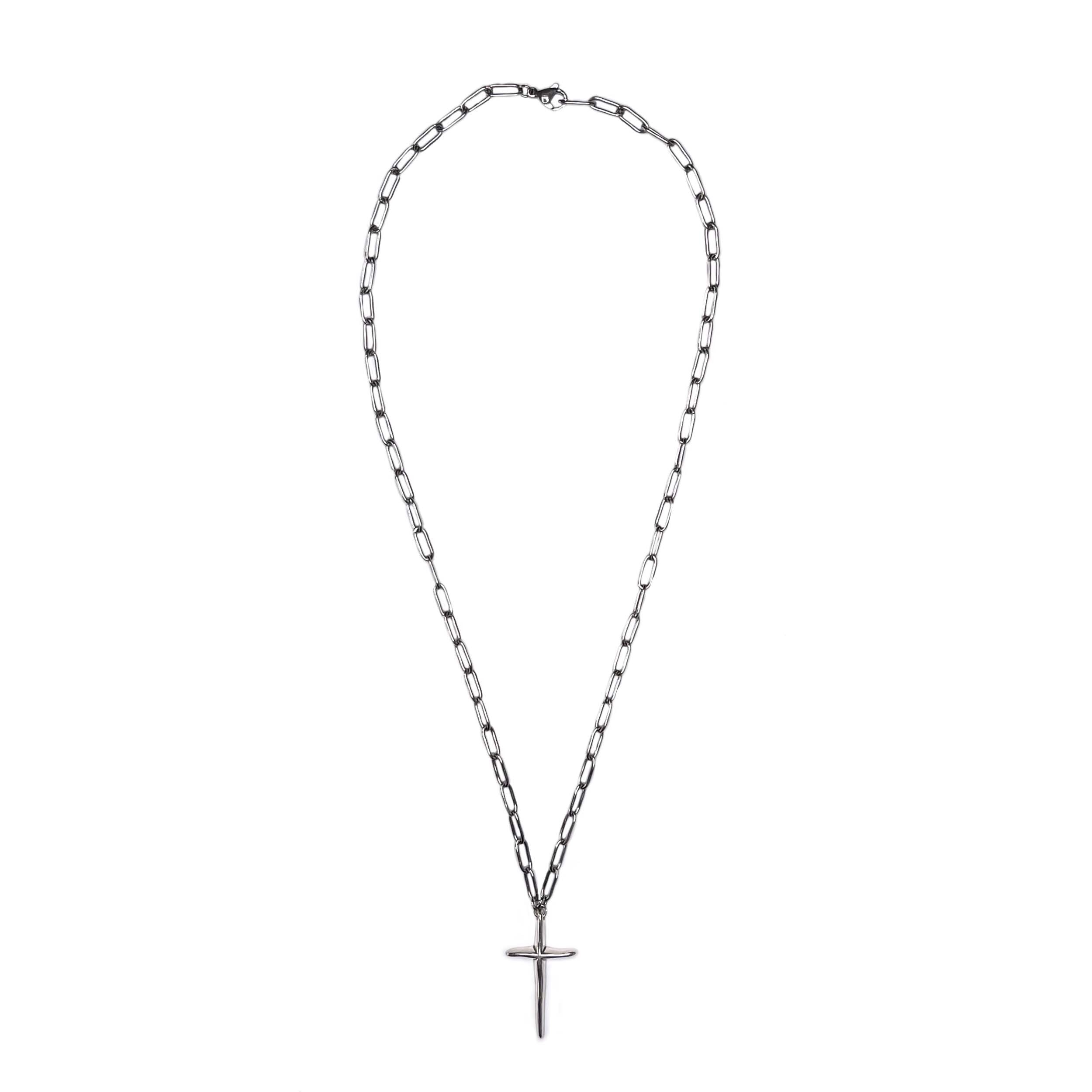 Men's Cross Silver Chain Necklace MHART