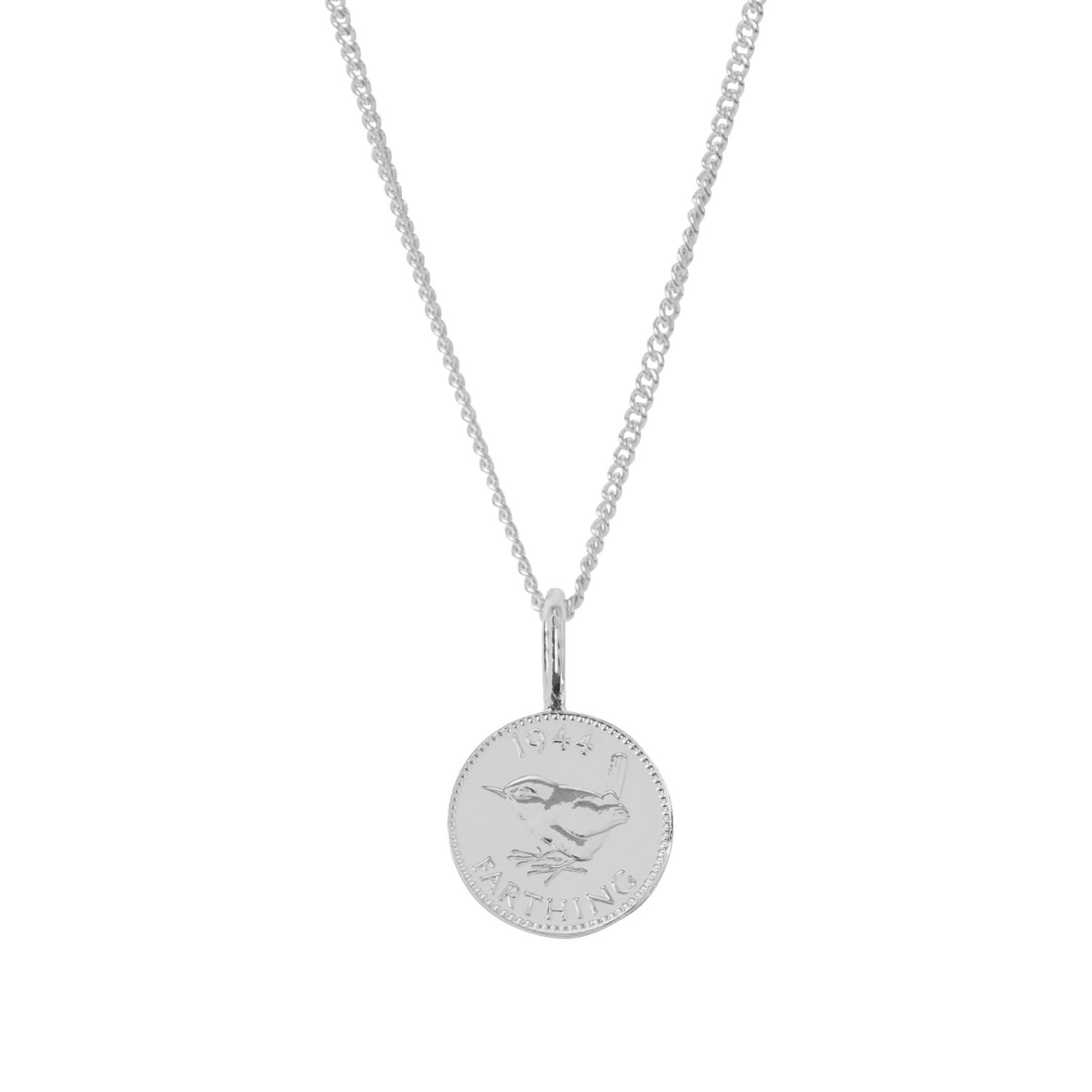 Men's English Farthing Coin Charm And Chain In Sterling Silver Katie Mullally