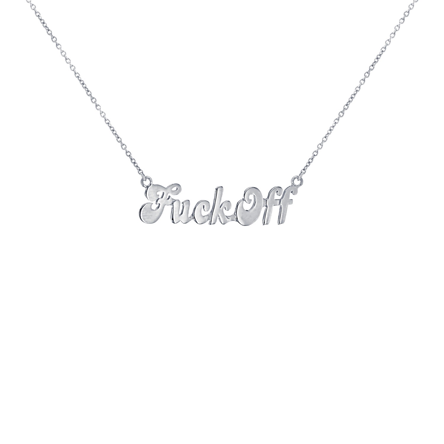 Men's "Fuck Off" Statement Necklace Sterling Silver True Rocks