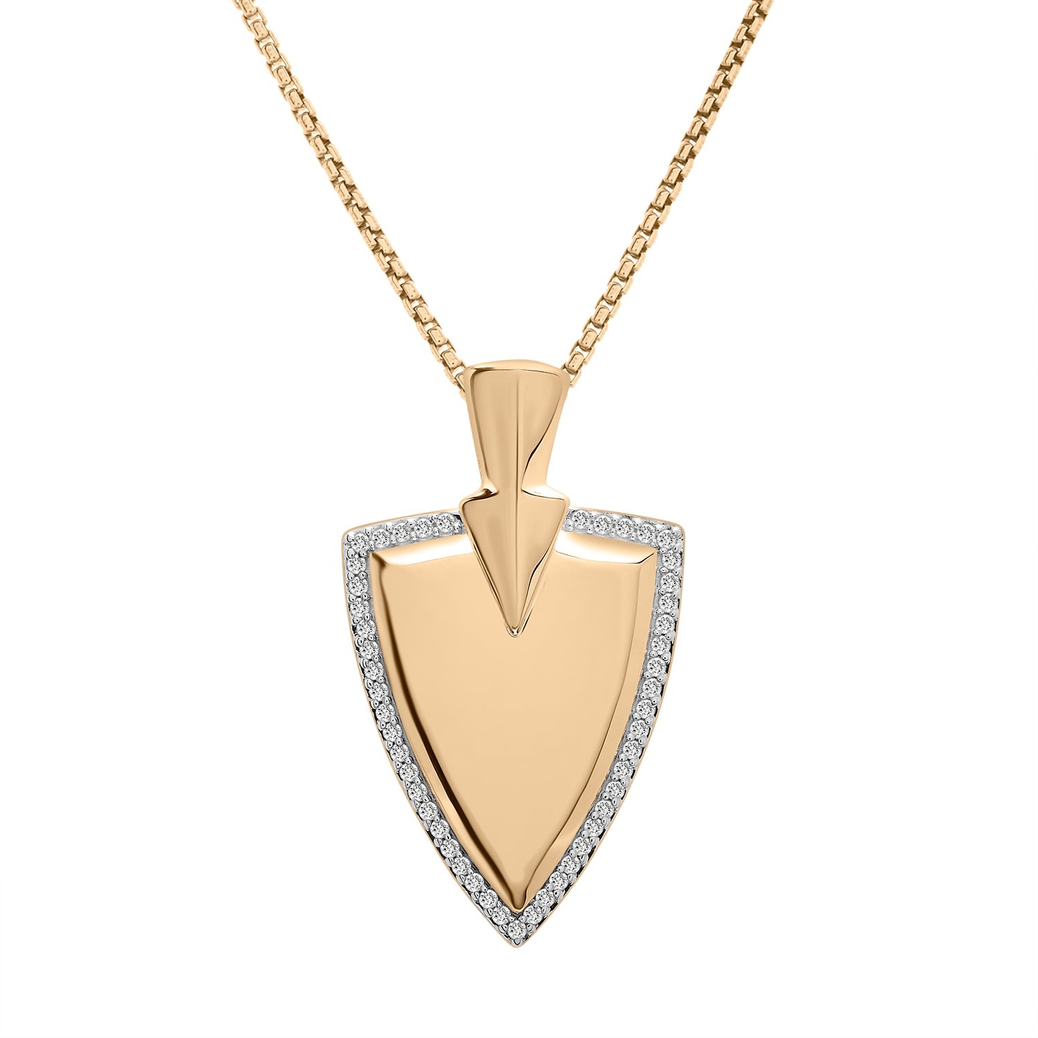 Men's Gold Diamond Shield Pendant Miki & Jane