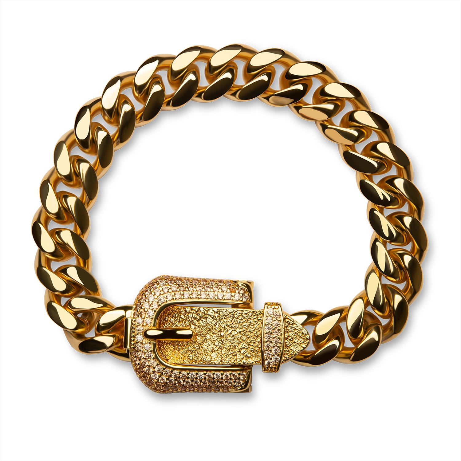 Men's Gold Fp Buckle Bracelet Feather Pendants