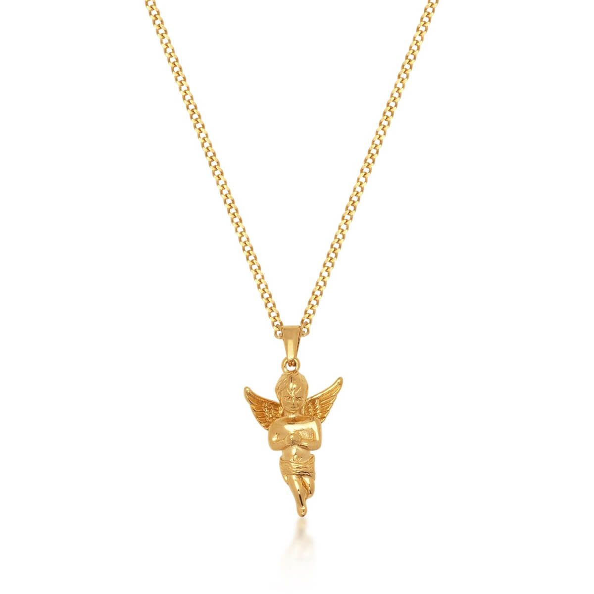 Men's Gold Necklace With Angel Pendant Nialaya Jewelry