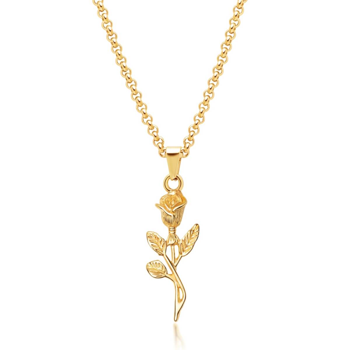 Men's Gold Necklace With Rose Pendant Nialaya Jewelry