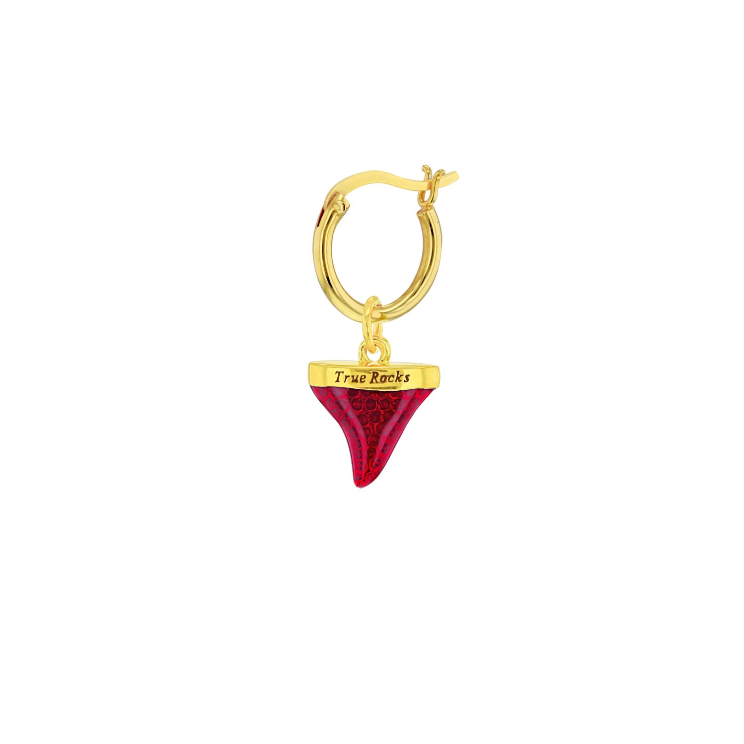 Men's Gold / Red Red & 18Kt Gold Plated Mini Sharkstooth Charm On Gold Hoop True Rocks