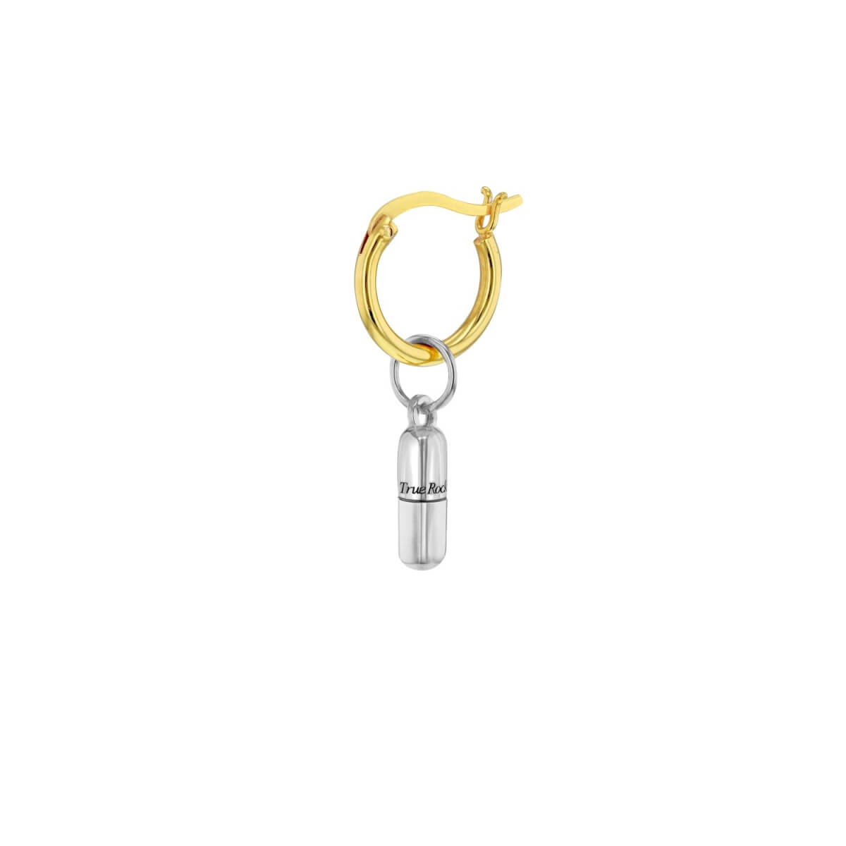 Men's Gold / Silver Sterling Silver Mini Pill On A Gold Plated Hoop True Rocks