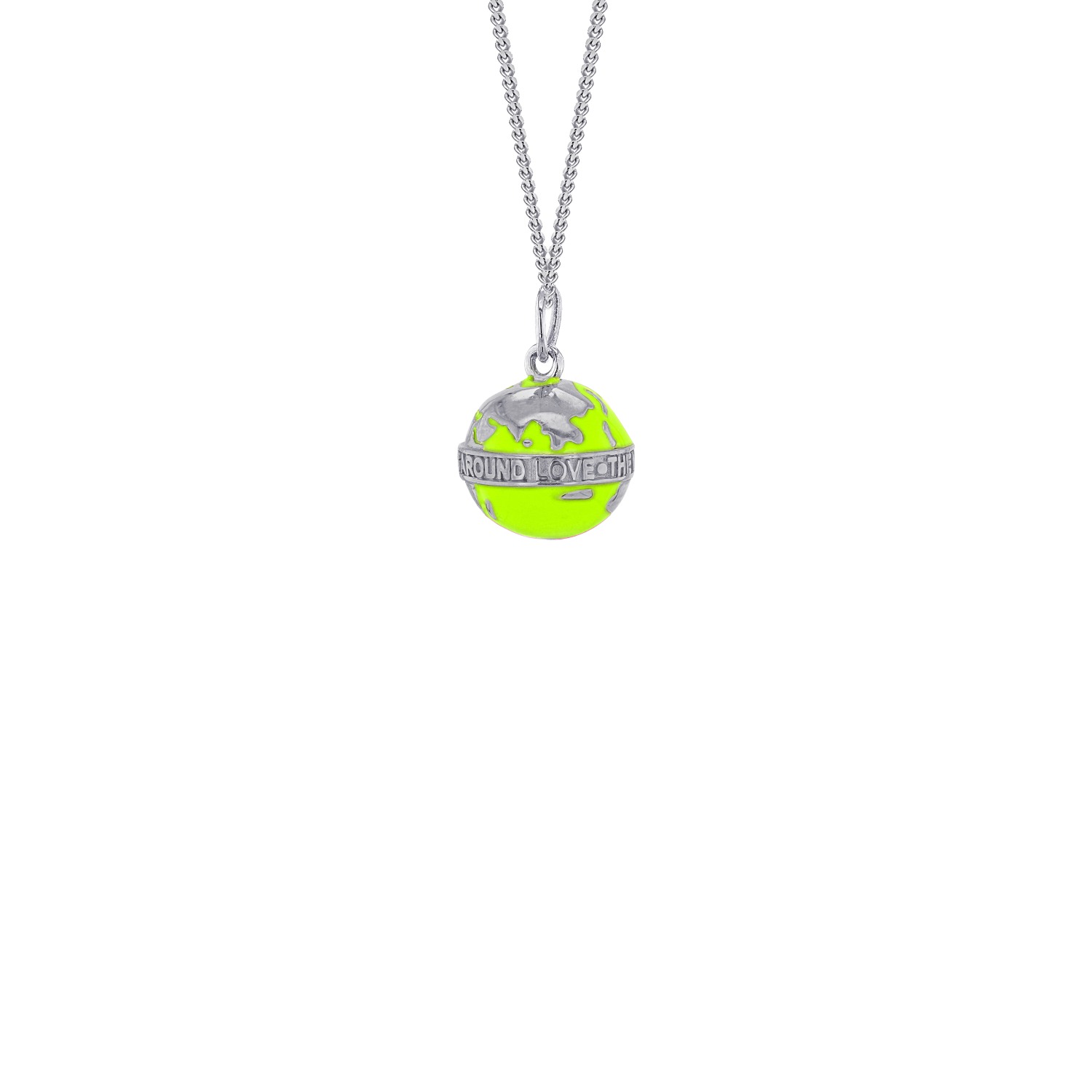 Men's Green / Silver Mini Globe Pendant In Neon Lime Green & Sterling Silver True Rocks