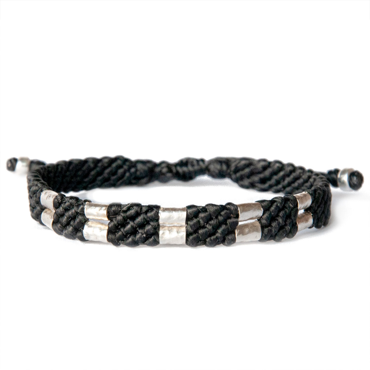 Men's Handmade Silver Rope Bracelet With Eco-Friendly Vegan Cording - Black Harbour UK Bracelets