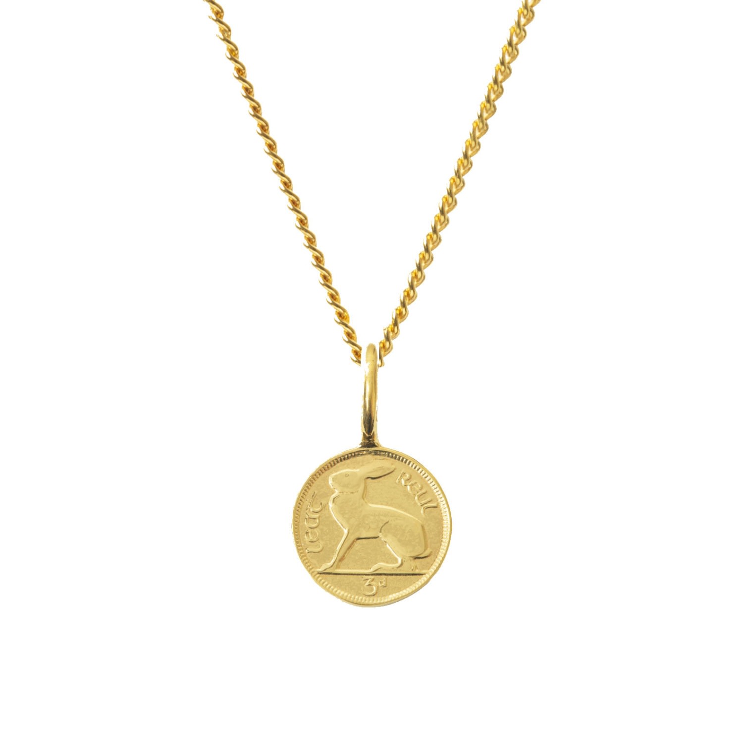 Men's Irish 3D Coin & Chain In Yellow Gold Plate Katie Mullally