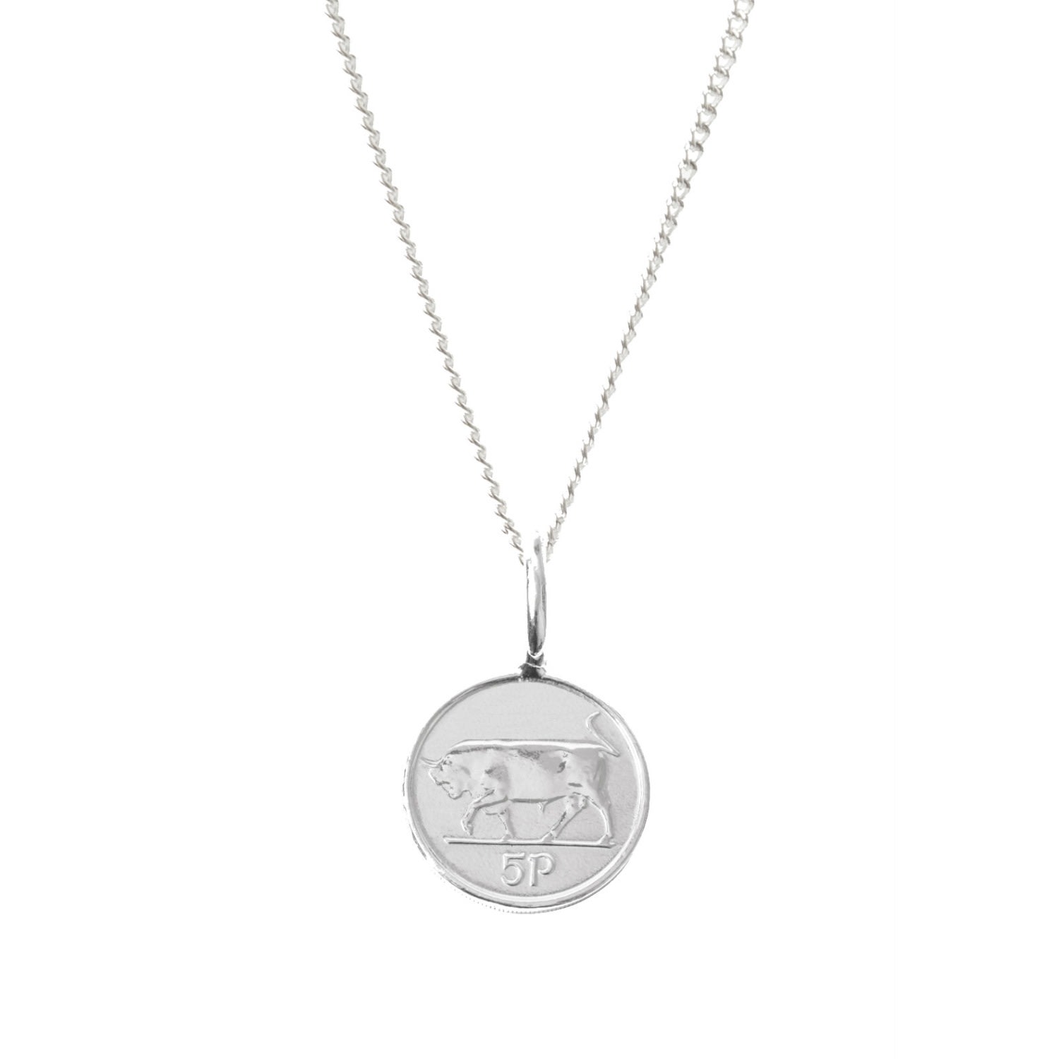 Men's Irish 5P Coin & Chain In Sterling Silver Katie Mullally