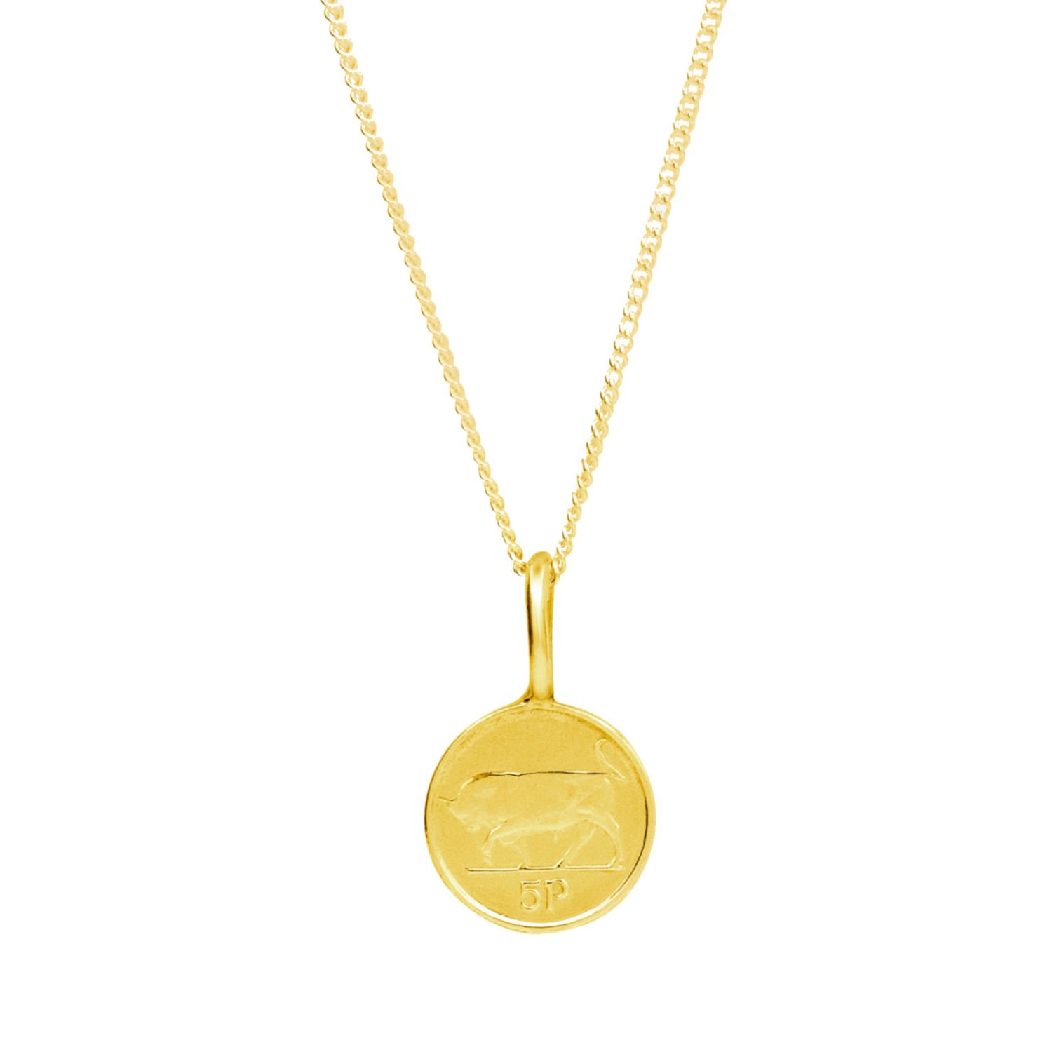 Men's Irish 5P Coin & Chain In Yellow Gold Plate Katie Mullally