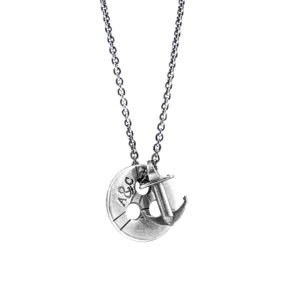 Men's Lerwick Pulley Silver Necklace Pendant ANCHOR & CREW
