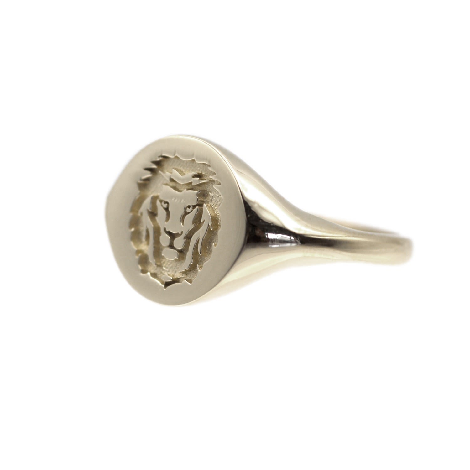 Men's Lion Signet White Gold Ring VicStoneNYC Fine Jewelry