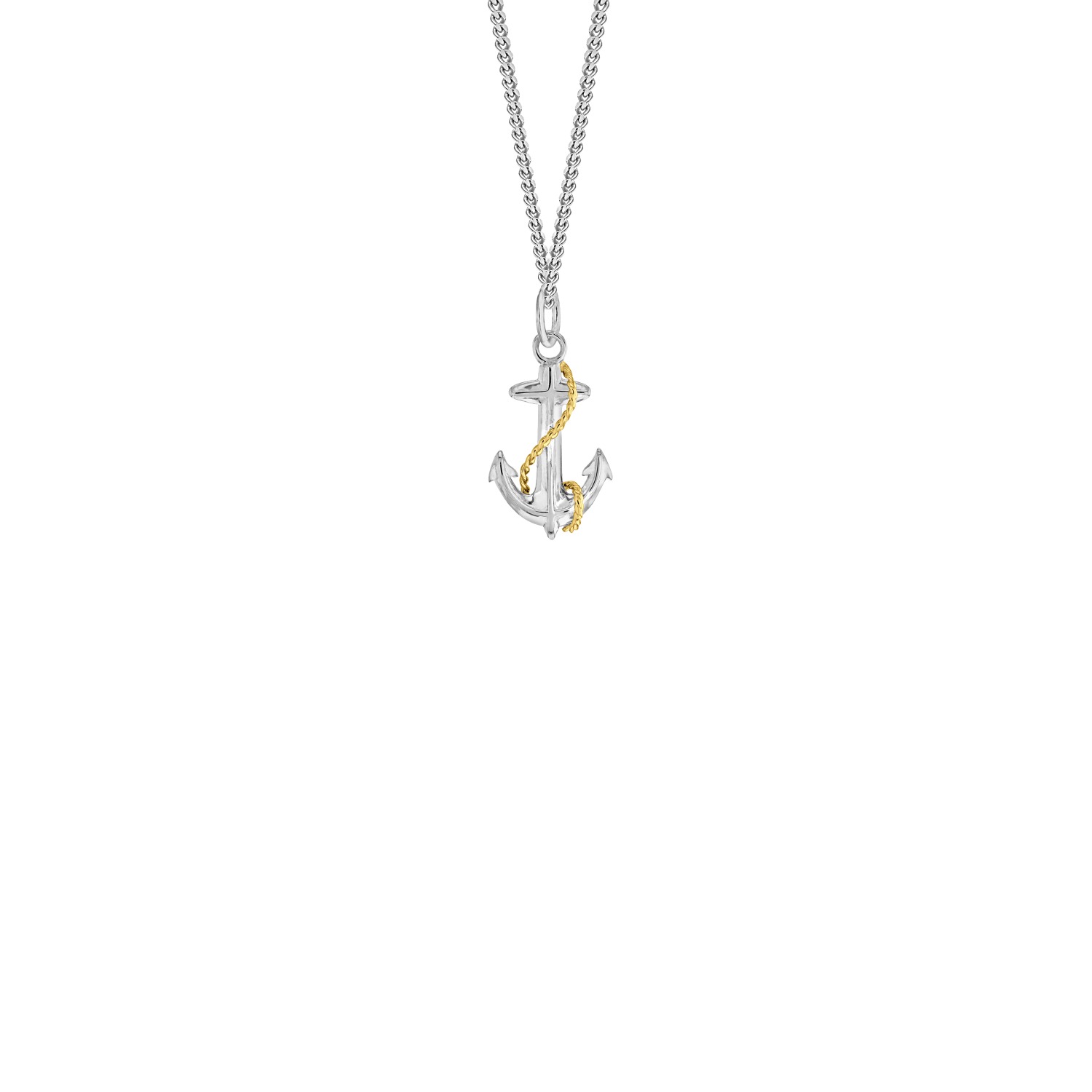 Men's Mini Anchor Pendant Sterling Silver With 18Kt Gold-Plate Detail True Rocks