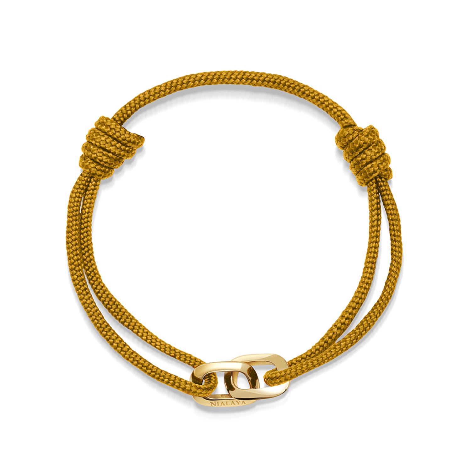Men's Neutrals / Gold Amber String Bracelet With Gold Interlocking Rings Nialaya Jewelry