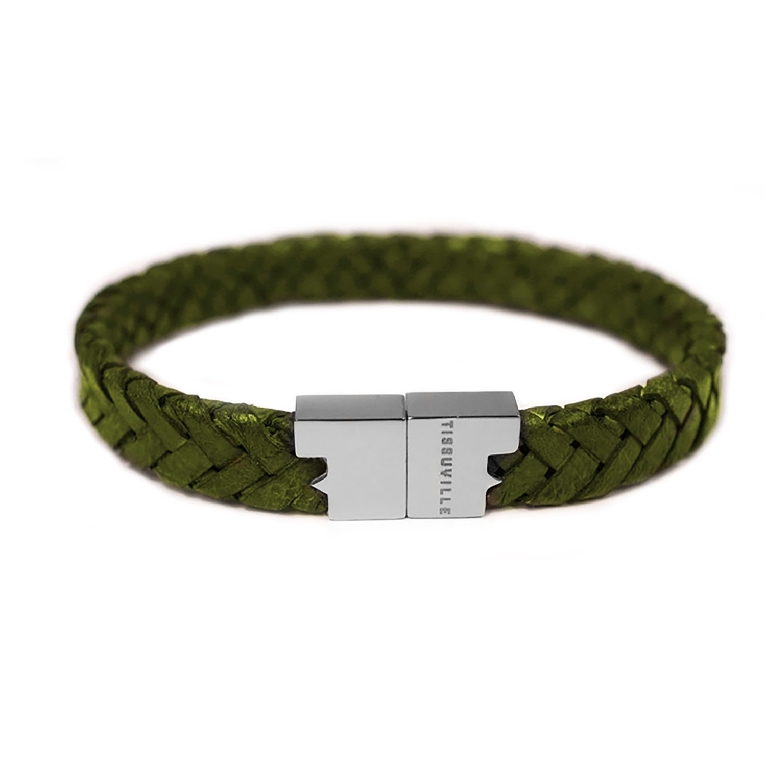 Men's Olive Leather Bracelet - Green Tissuville