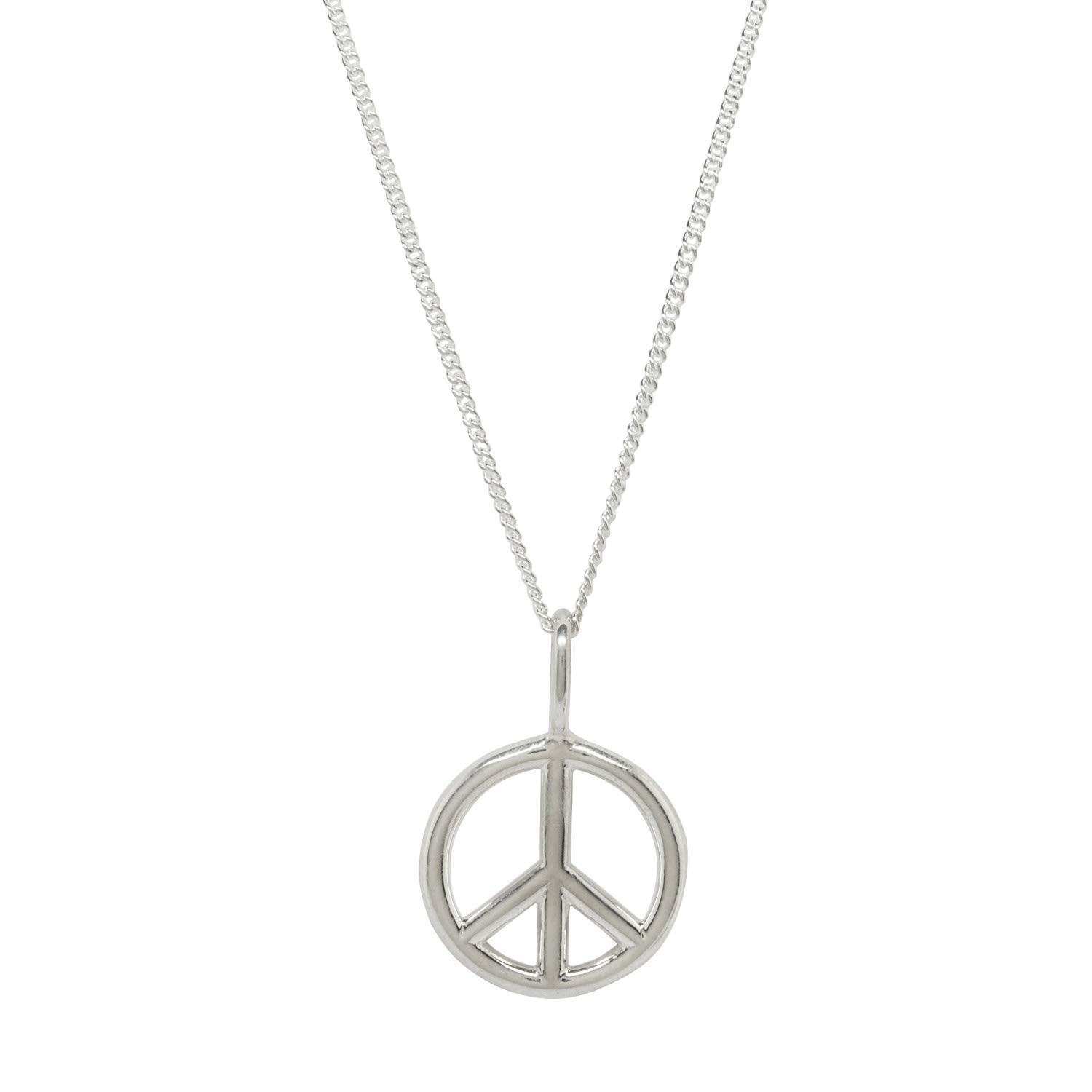 Men's Peace Sign & Chain In Sterling Silver Katie Mullally
