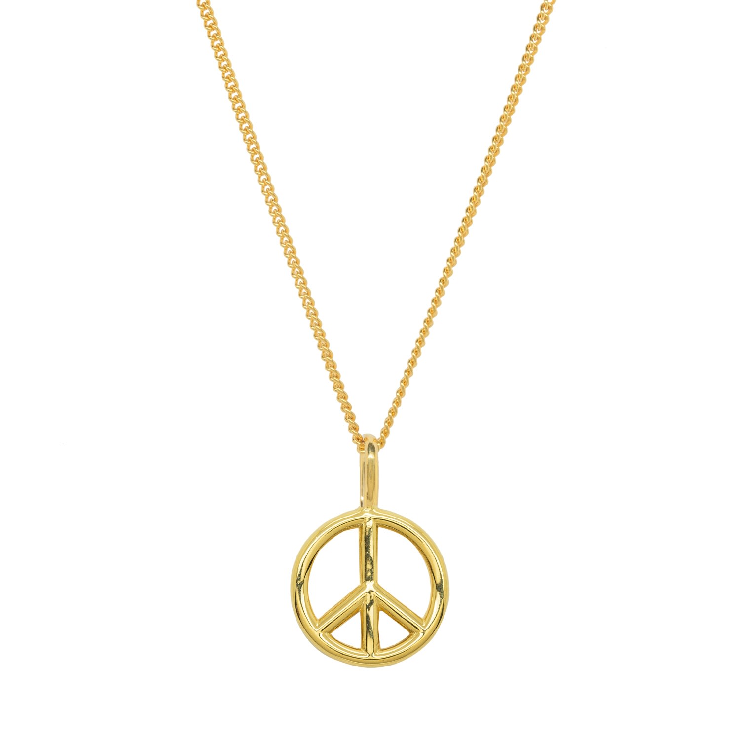 Men's Peace Sign & Chain In Yellow Gold Plate Katie Mullally