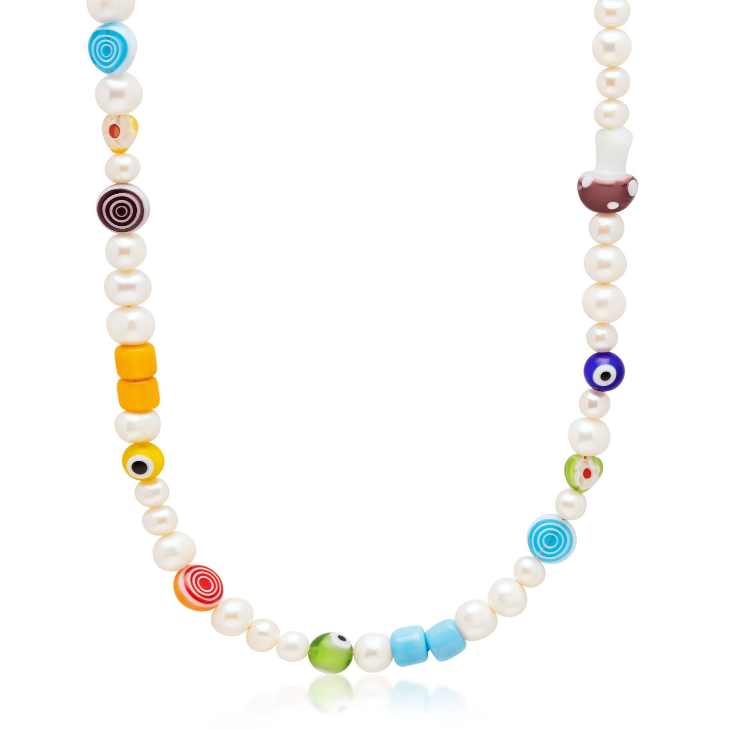 Men's Pearl Choker With Playful Glass Beads Nialaya Jewelry