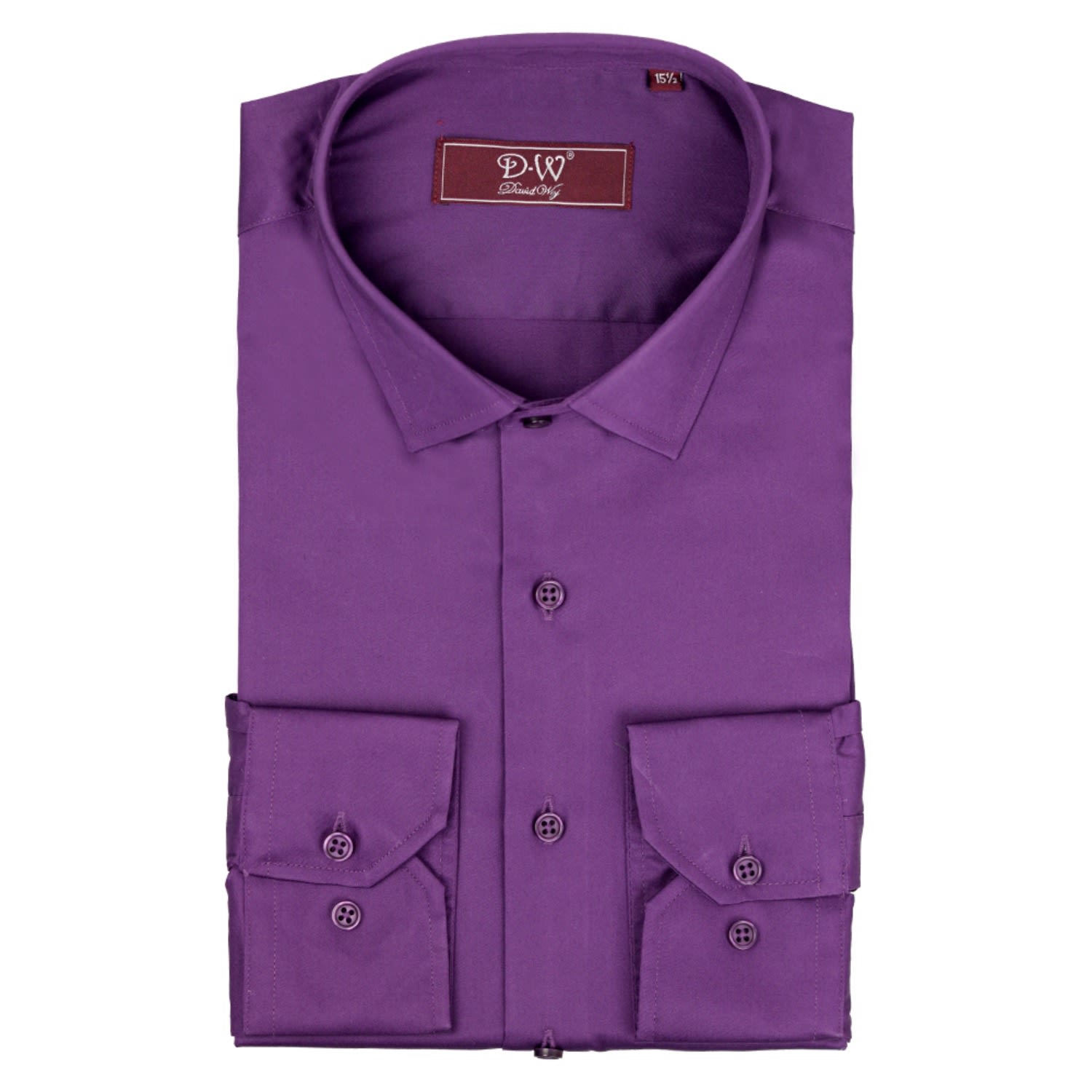 Men's Pink / Purple Classic Collar Button Cuff Poplin Shirt - Purple 15" DAVID WEJ